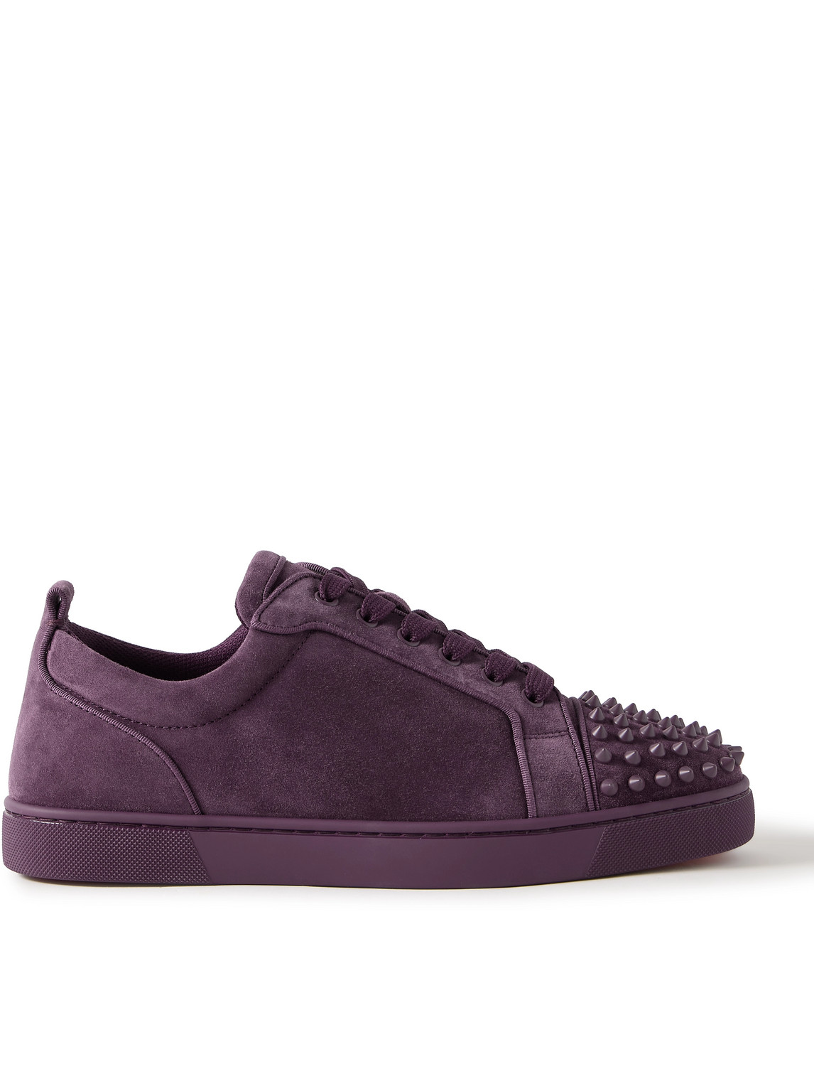 Christian Louboutin Louis Junior Spikes Cap-toe Suede Trainers In Purple