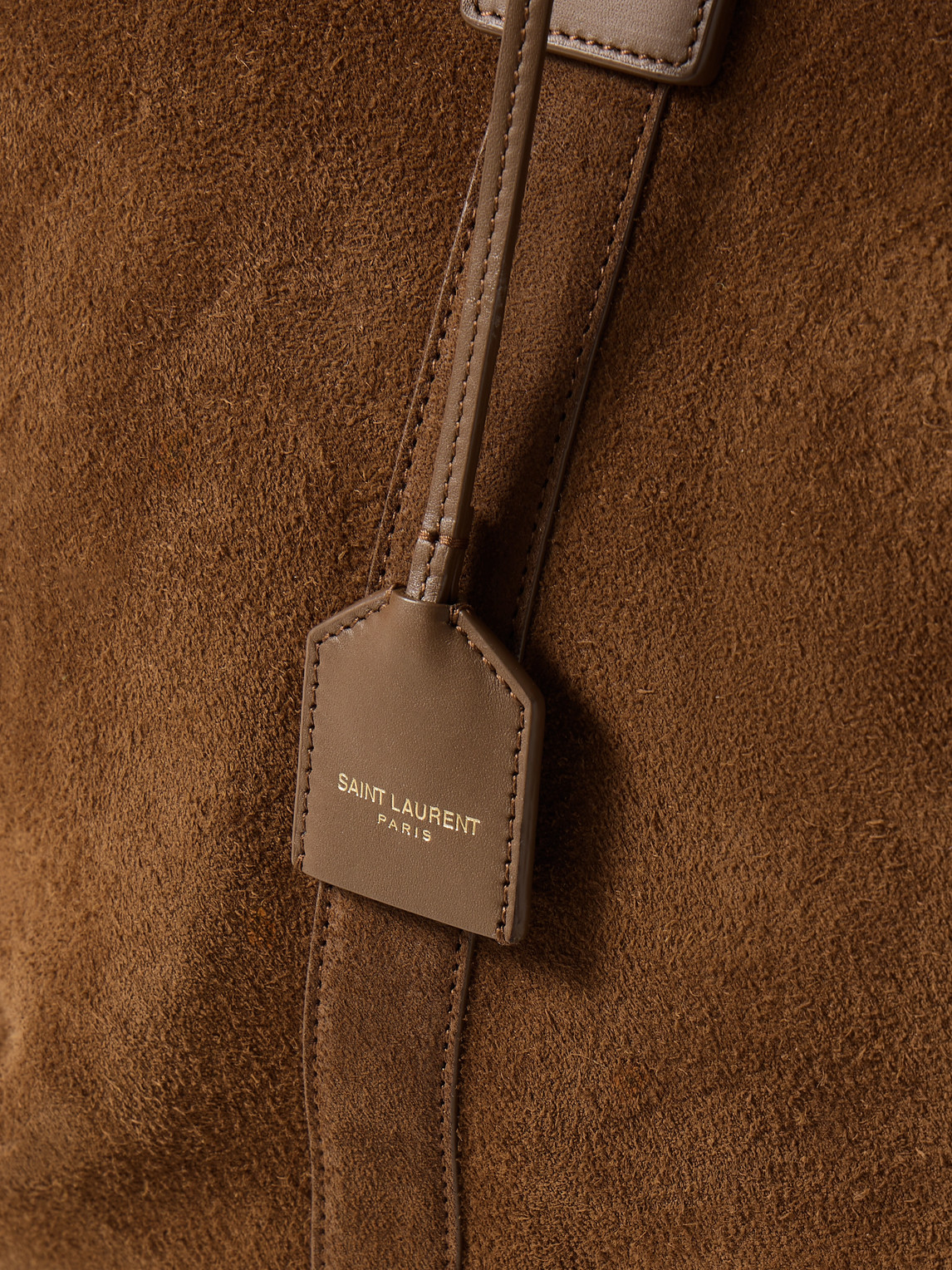 Shop Saint Laurent Leather-trimmed Suede Tote Bag In Brown