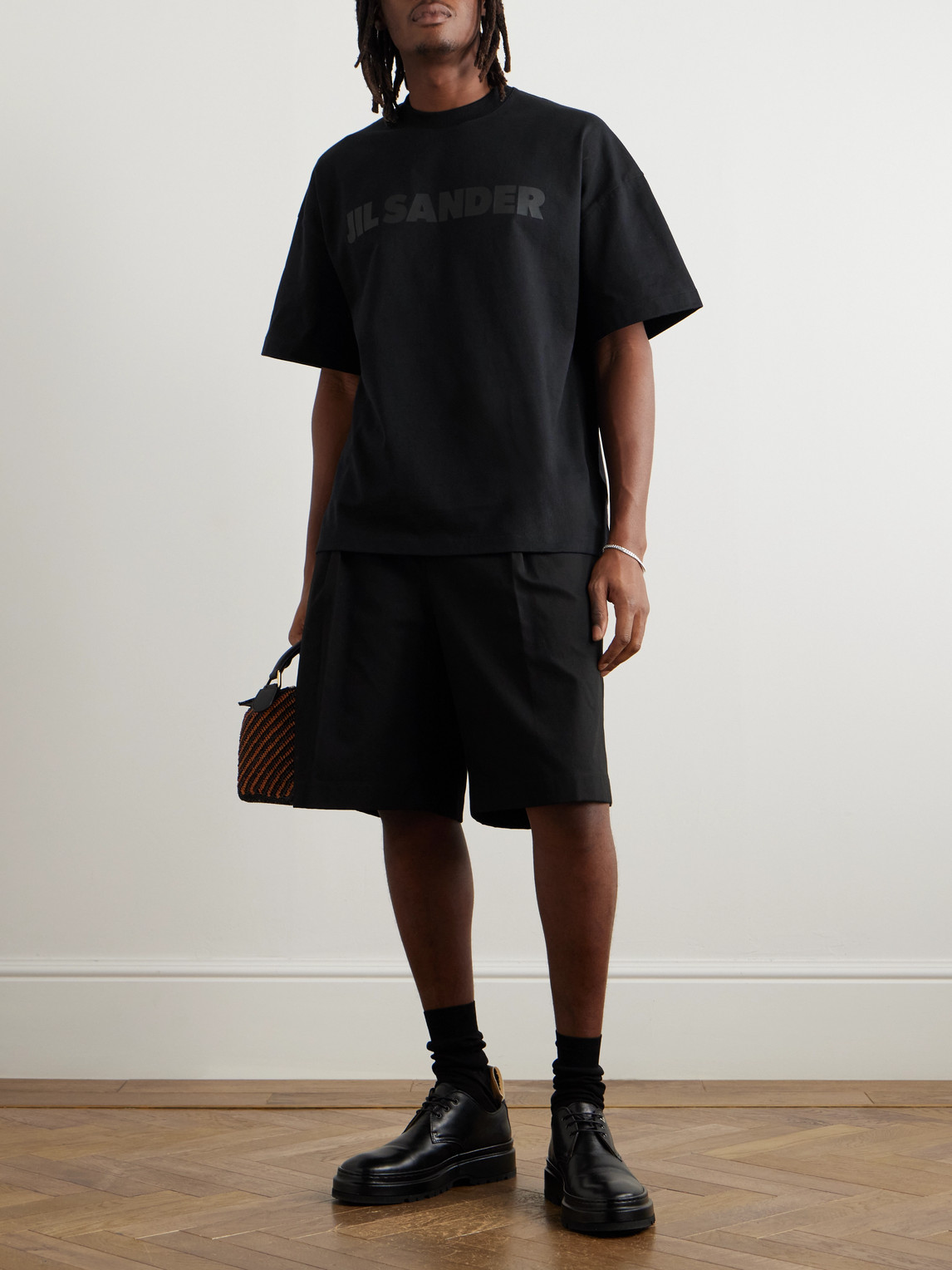 Jil Sander Cotton Jersey Logo T-shirt In Black
