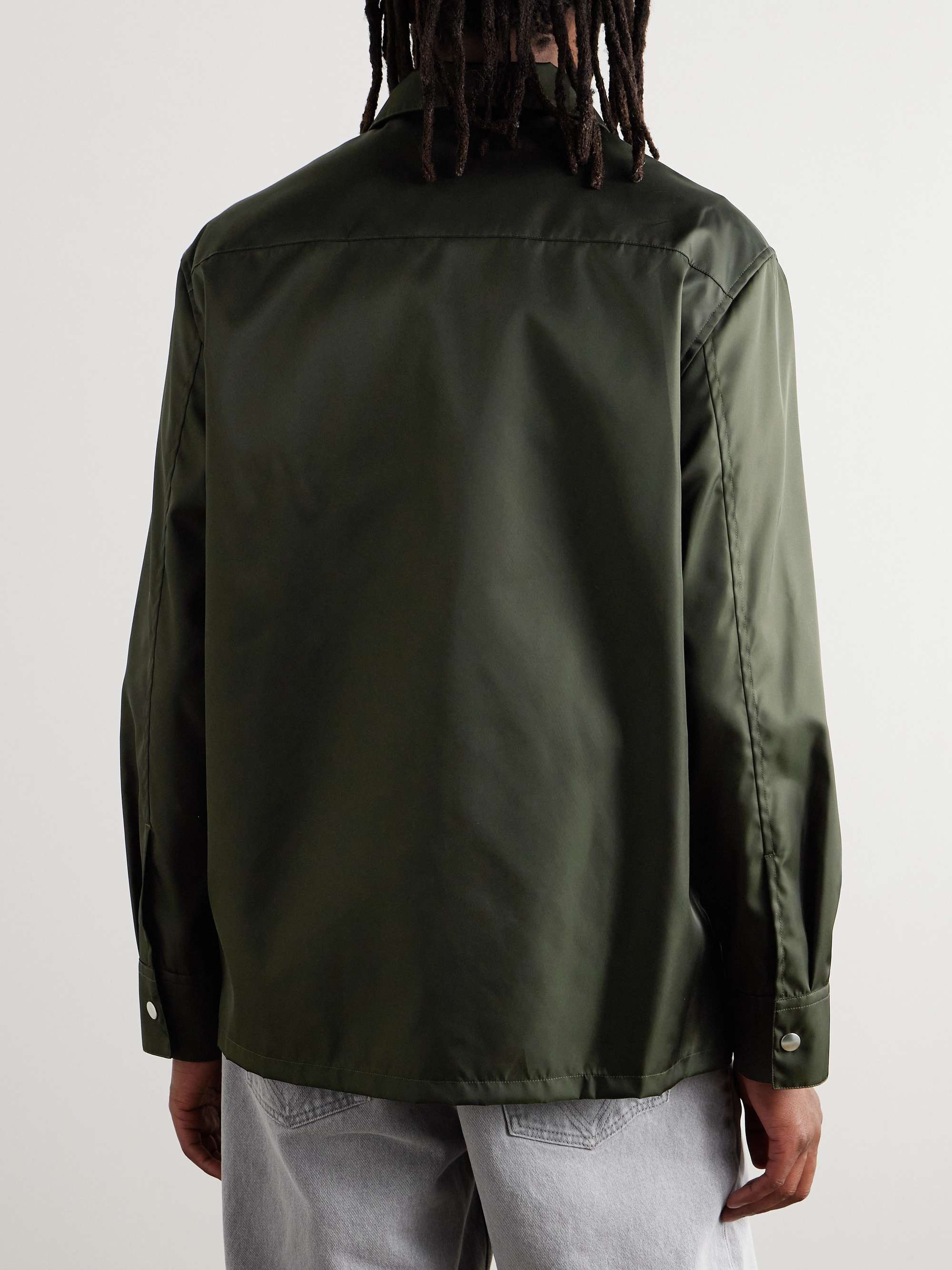 Twill Zip-Up Overshirt - green - IT 44