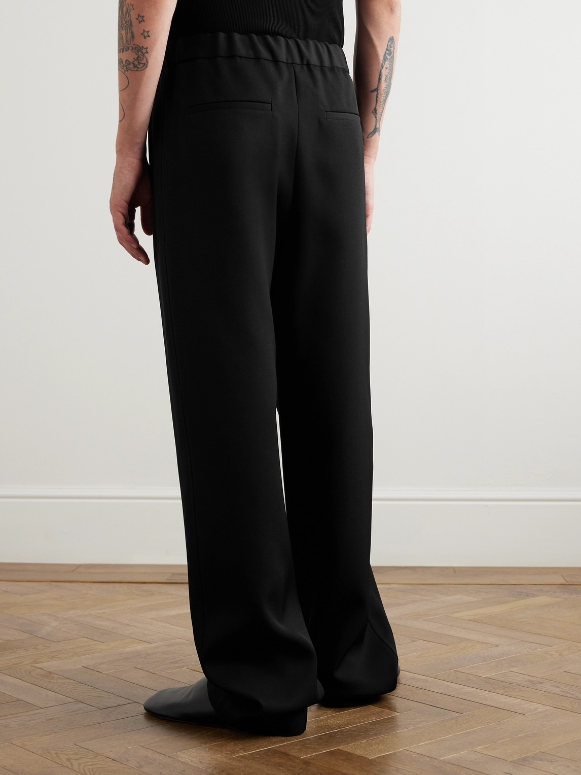 Shop Jil Sander Wide-leg Wool-twill Trousers In Black