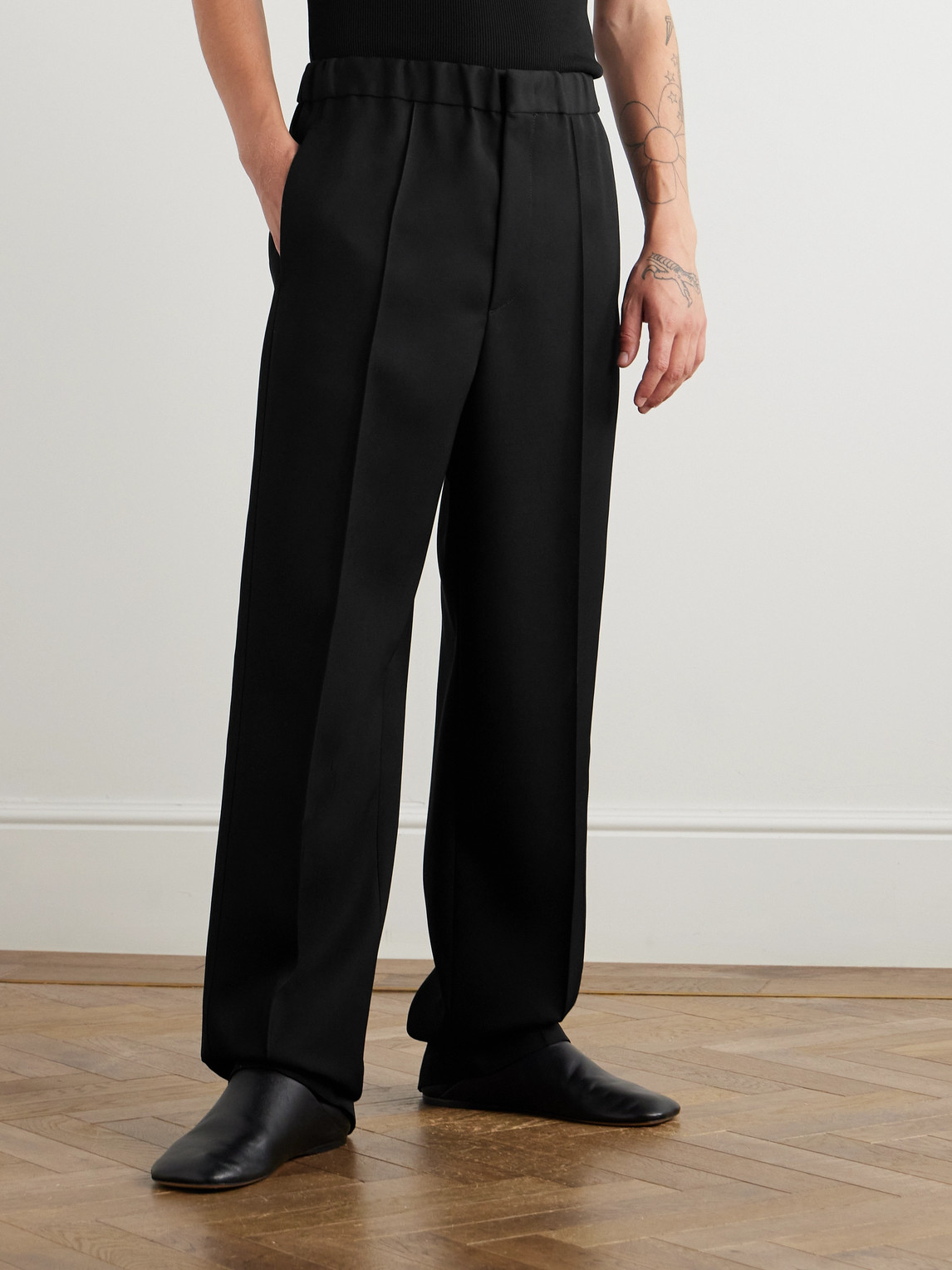 JIL SANDER WIDE-LEG WOOL-TWILL TROUSERS