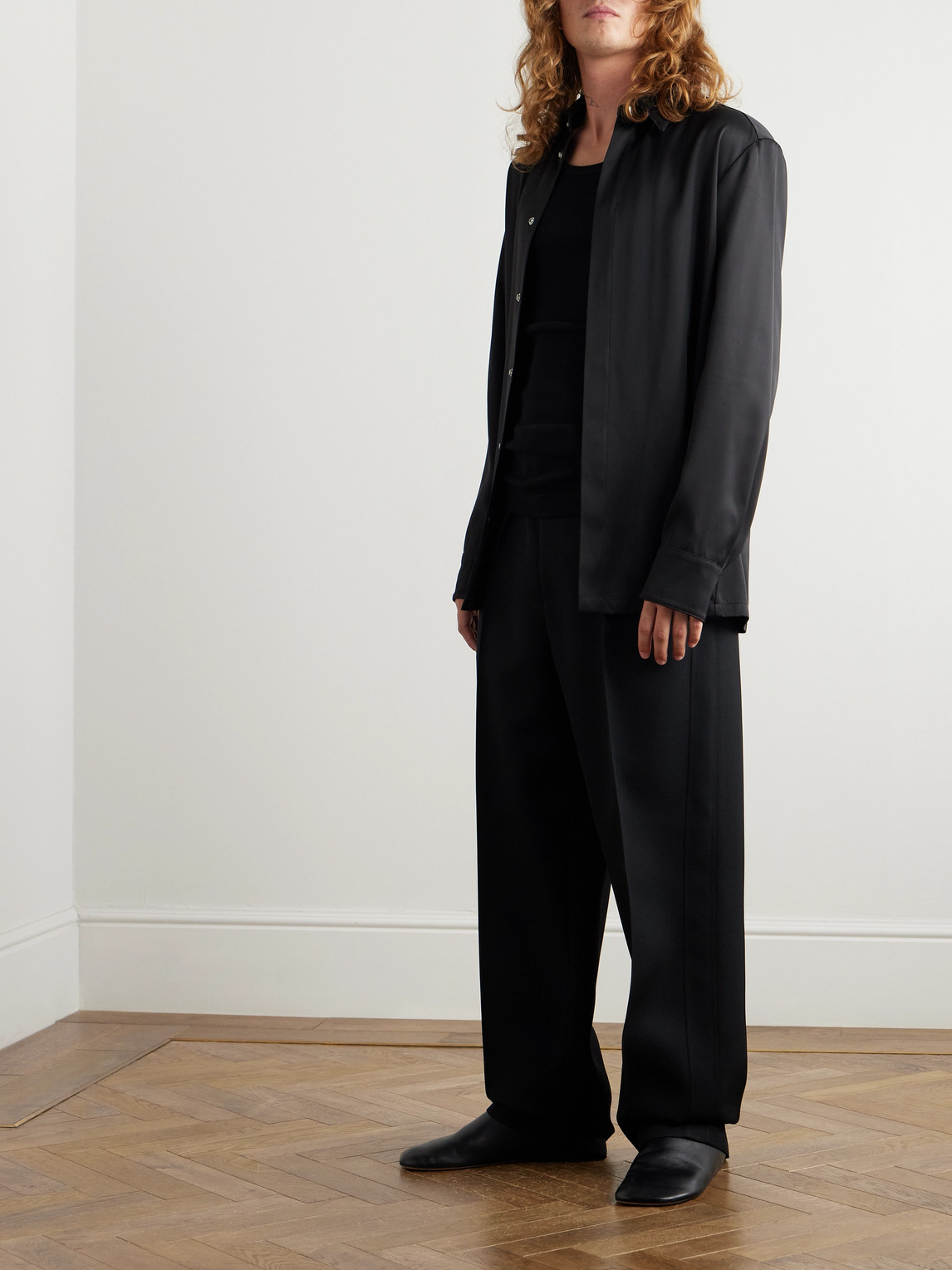 JIL SANDER WIDE-LEG WOOL-TWILL TROUSERS