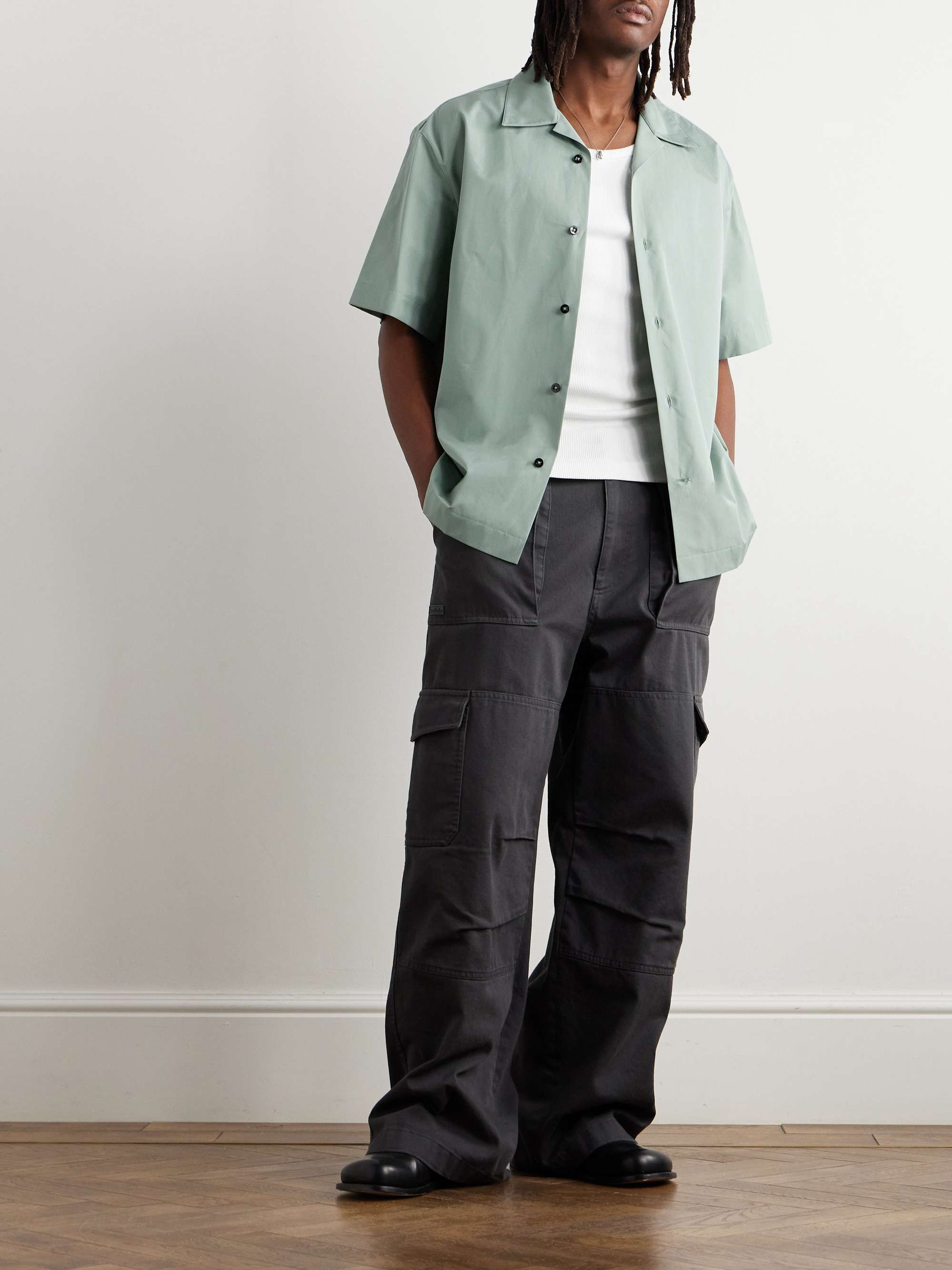 JIL SANDER Camp-Collar Organic Cotton-Poplin Shirt for Men JIL SANDER Camp-Collar Organic Cotton-Poplin Shirt for Men