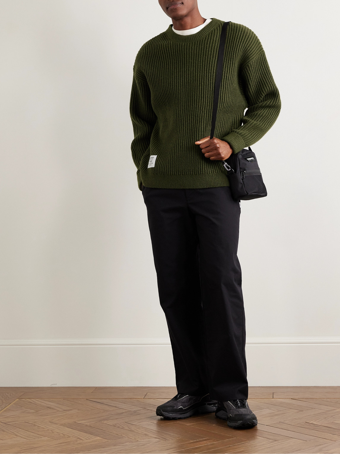 トップス WTAPS 22SS ACADEMY/SWEATER college WTAPS - Logo-Appliquéd Ribbed-Knit Sweater - Curated Menswear