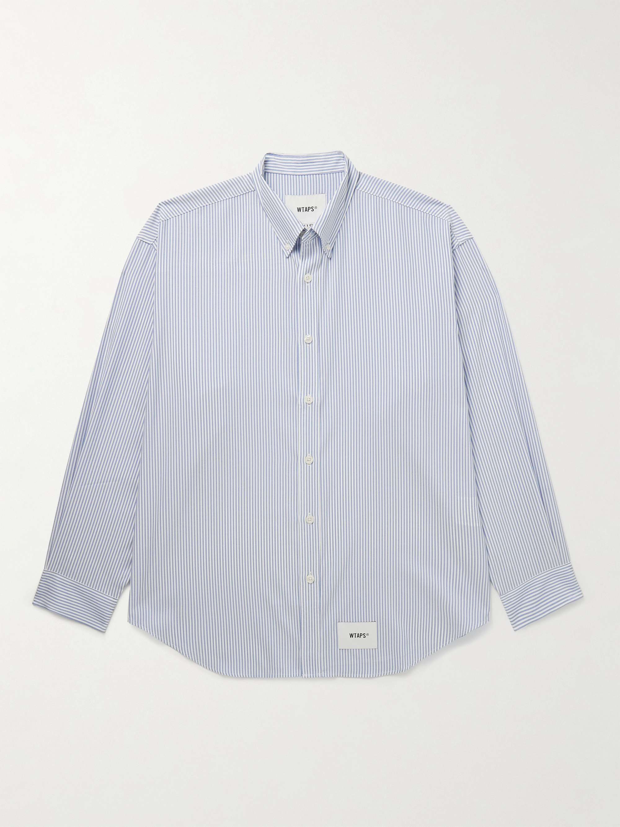 WTAPS® Button-Down Collar Logo-Appliquéd Striped COOLMAX 