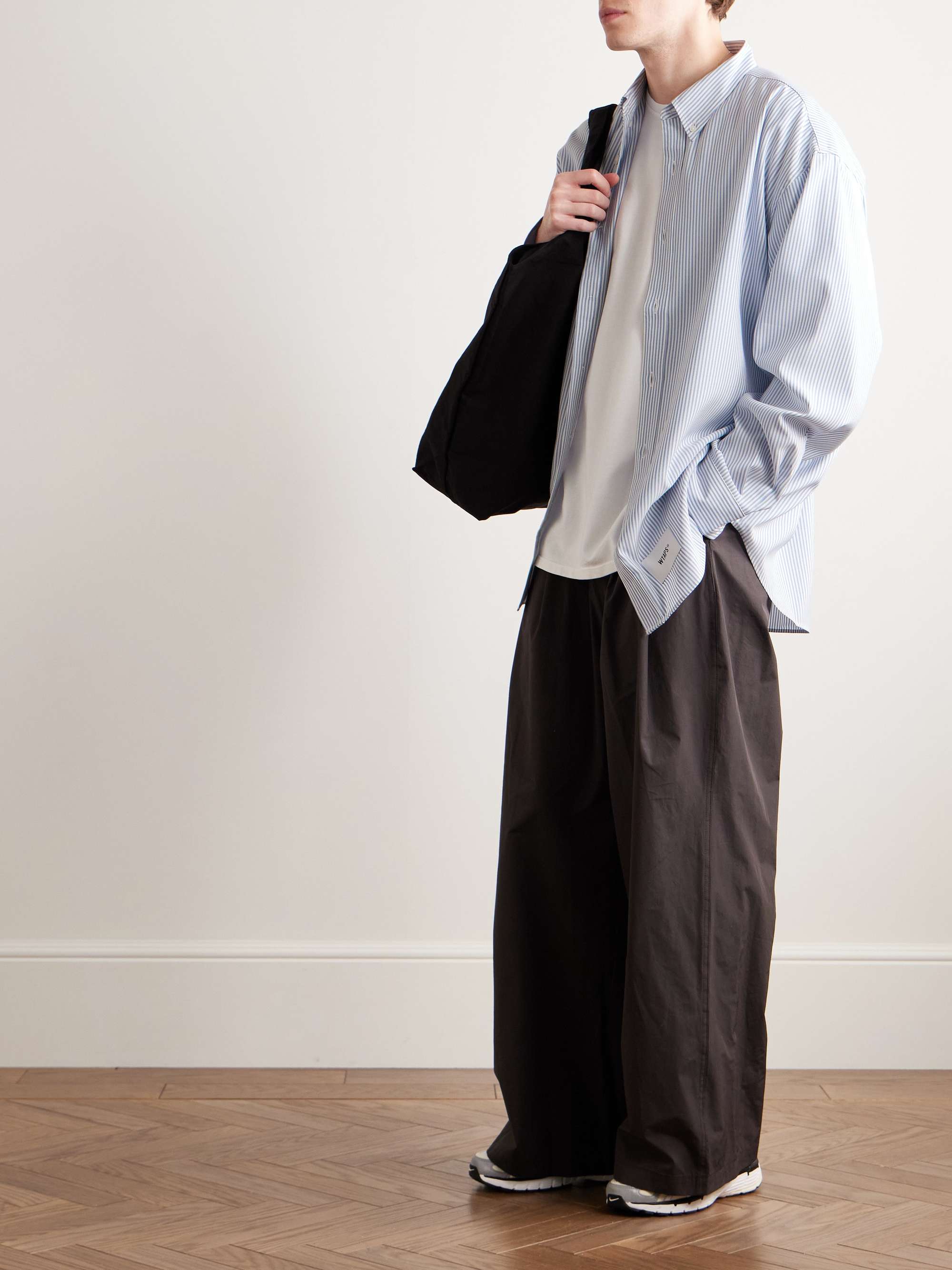 WTAPS® Button-Down Collar Logo-Appliquéd Striped COOLMAX 