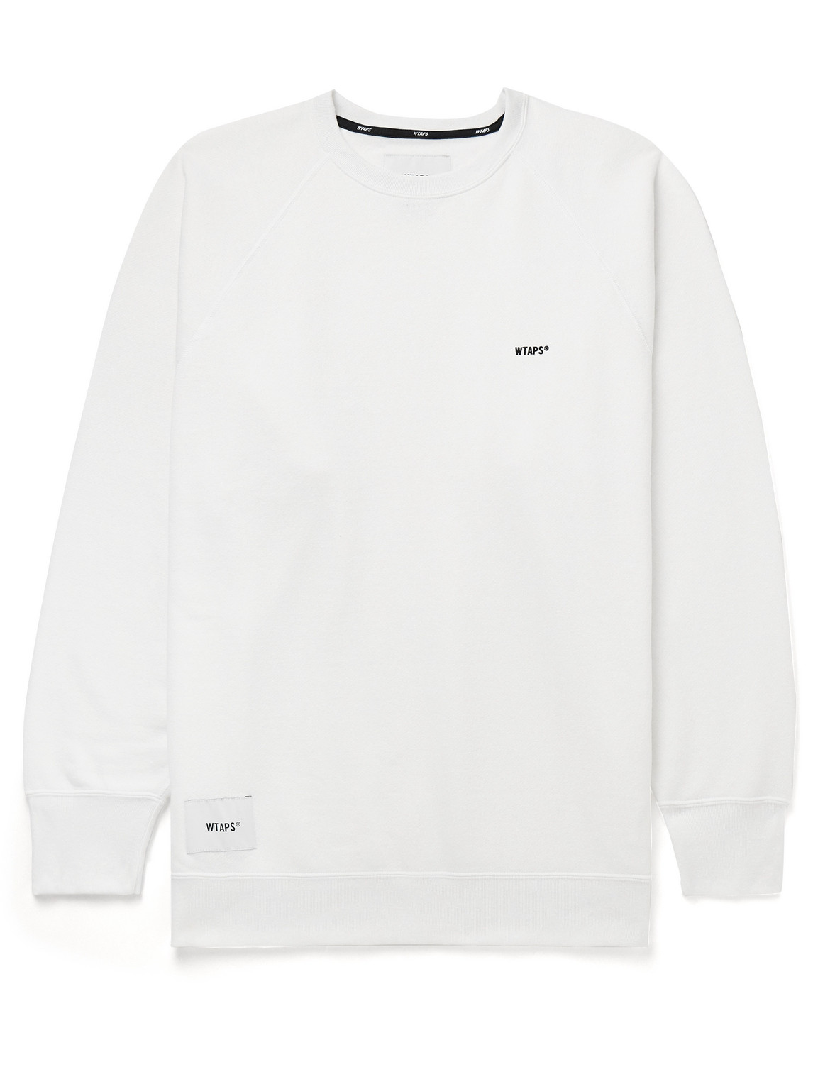 Wtaps Logo-embroidered Appliquéd Cotton-blend Jersey Sweatshirt In White