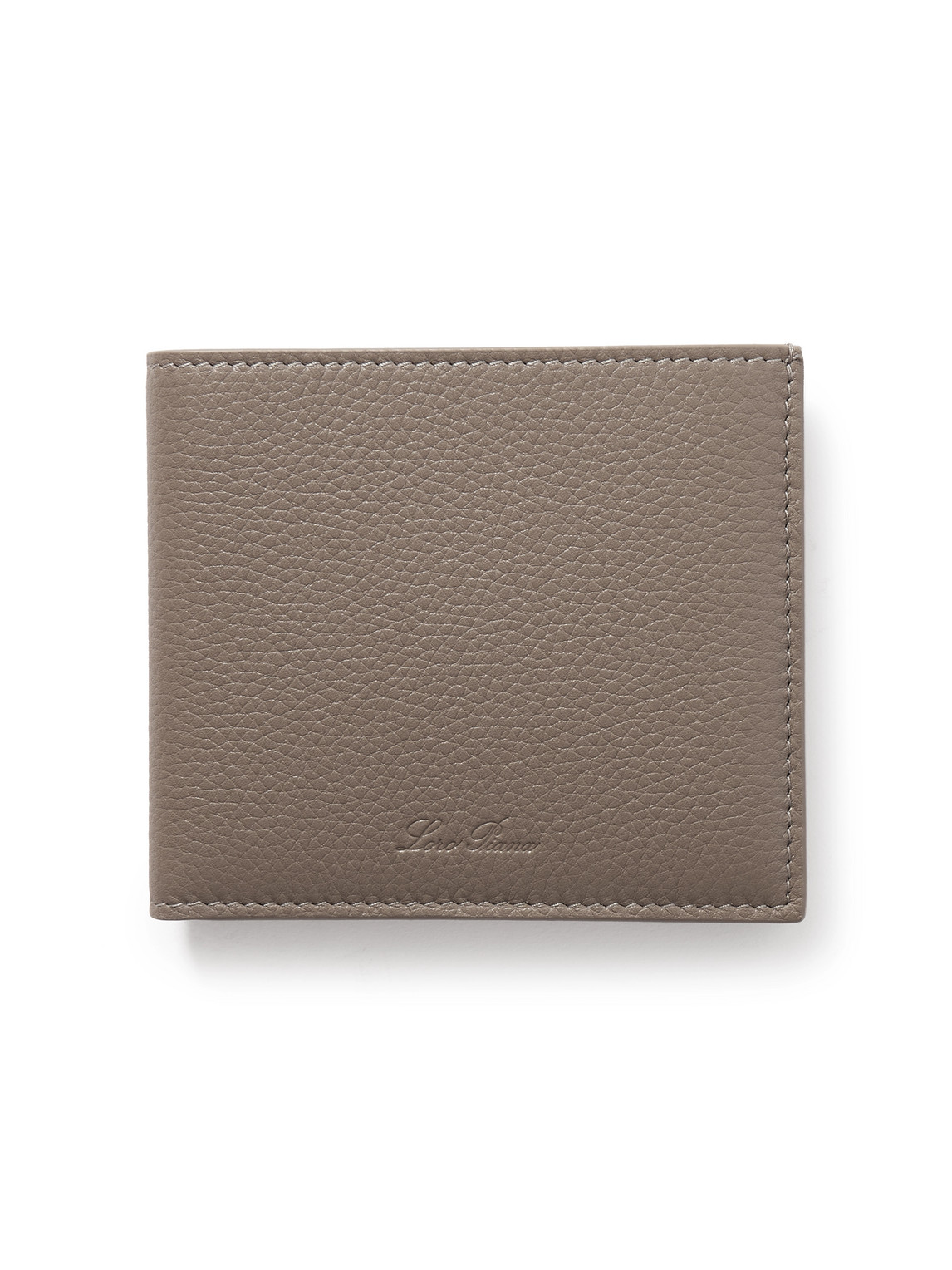 Loro Piana Logo-debossed Full-grain Leather Billfold Wallet In Brown