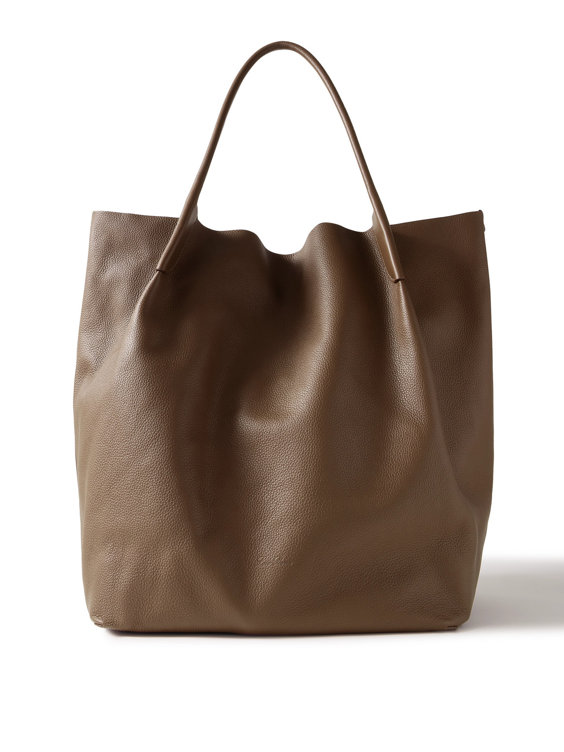 Loro Piana Bale Extra-large Full-grain Leather Tote Bag In Brown