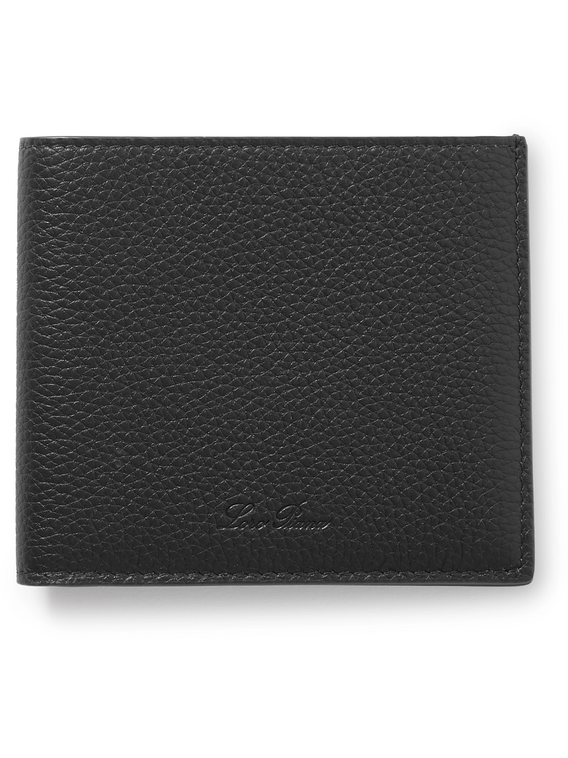 Loro Piana Logo-debossed Full-grain Leather Billfold Wallet In Black