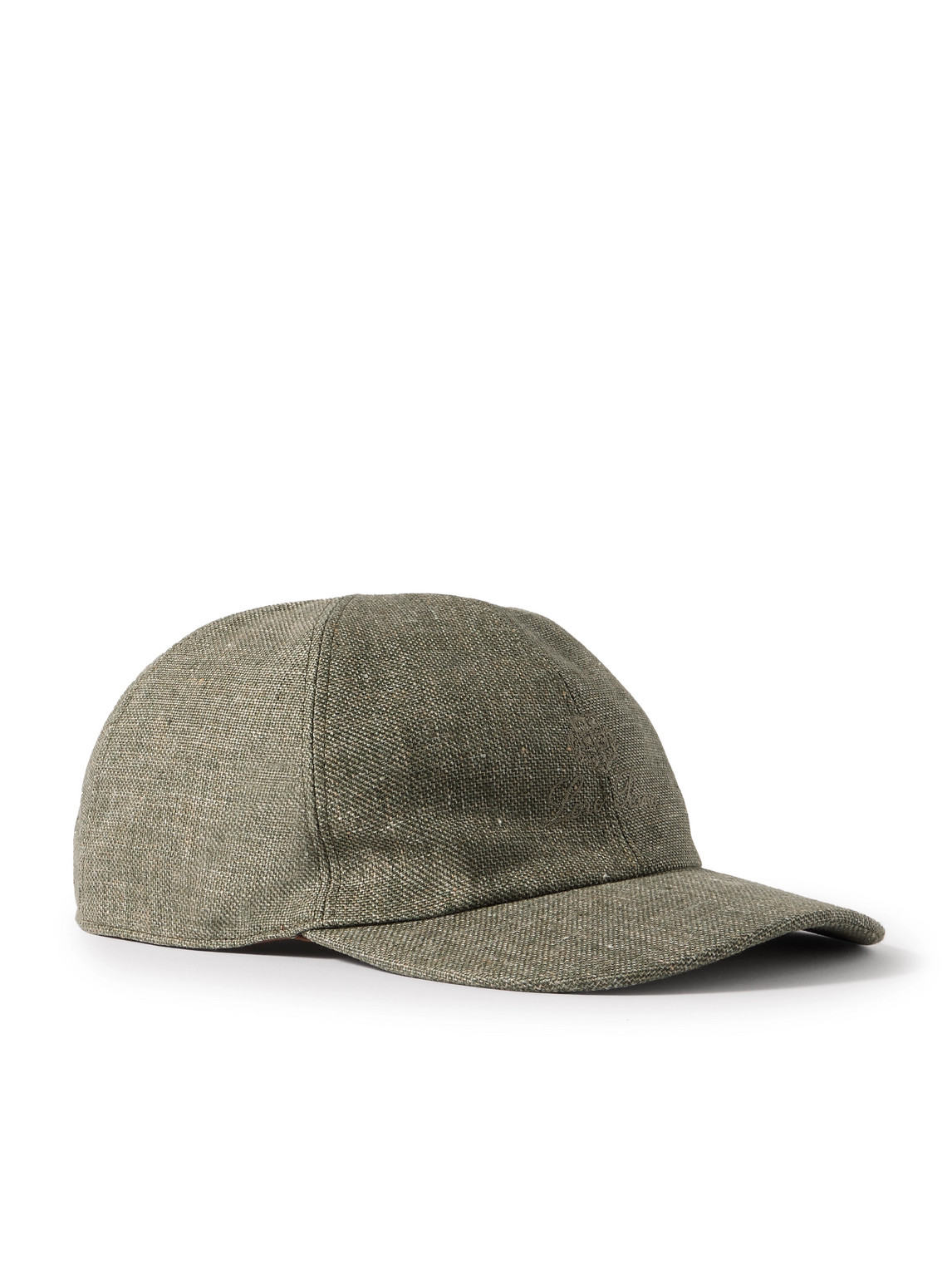 Loro Piana Logo-embroidered Linen Baseball Cap In Green