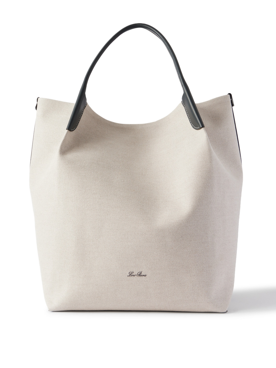 Loro Piana Bale Extra Large Leather-trimmed Canvas Tote Bag In White