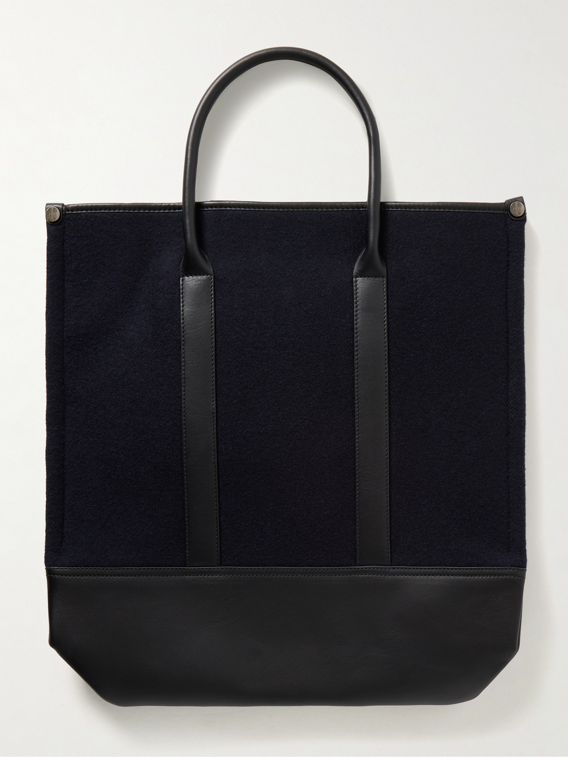Loro Piana Beam Small Leather-trimmed Cashmere Tote Bag In Blue
