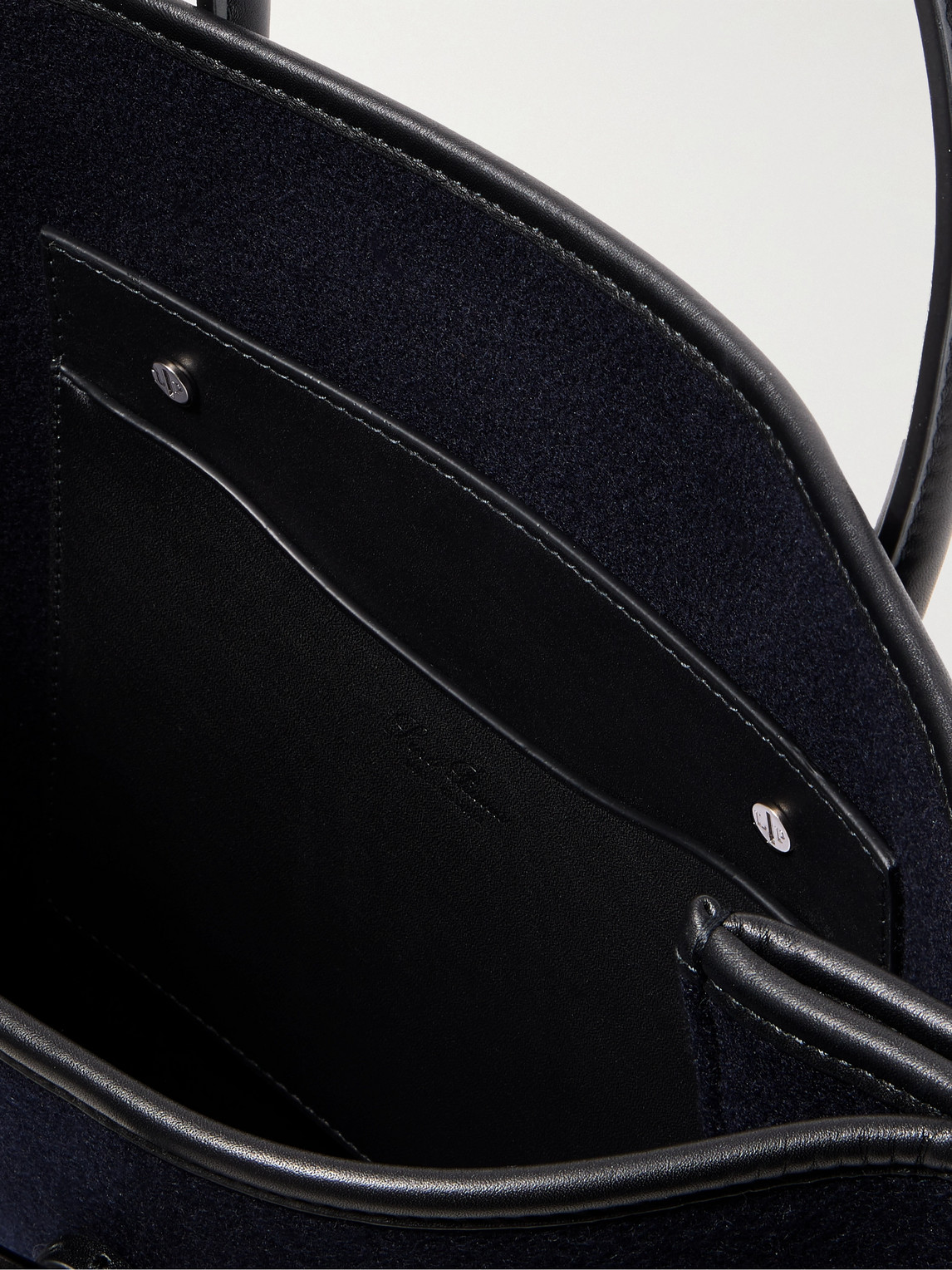 Loro Piana Beam Small Leather-trimmed Cashmere Tote Bag In Blue
