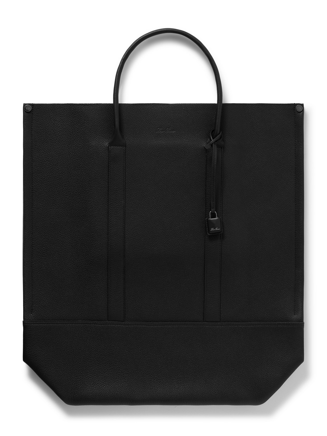Loro Piana Beam Large Full-grain Leather Tote Bag In Black