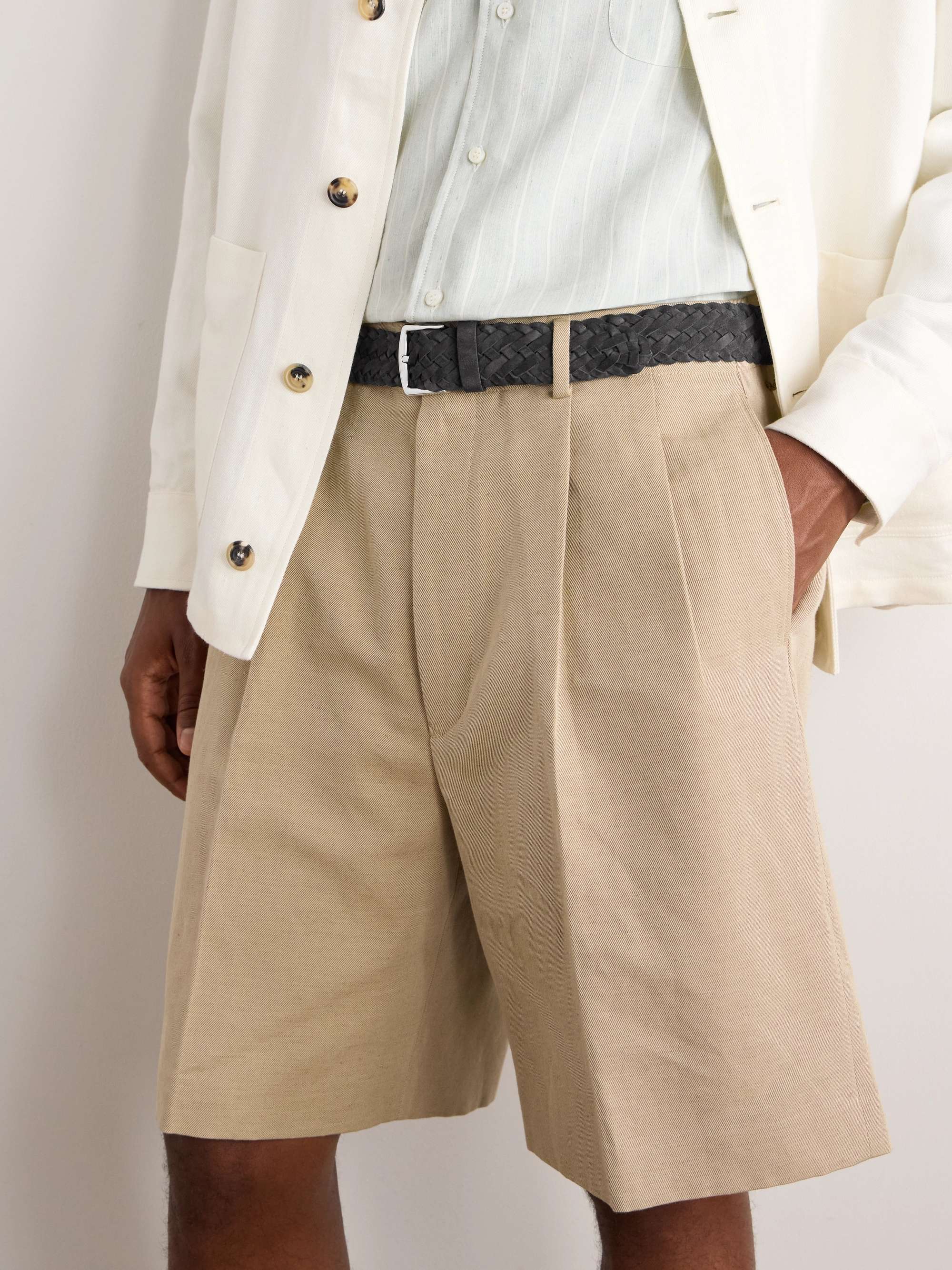 LORO PIANA 4cm Woven Suede Belt