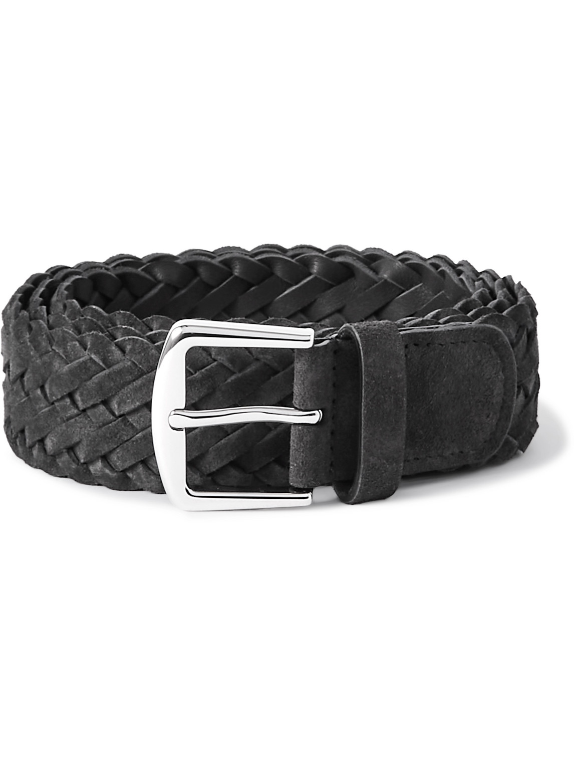Loro Piana Asavelt 4cm Braided Suede Belt In Black
