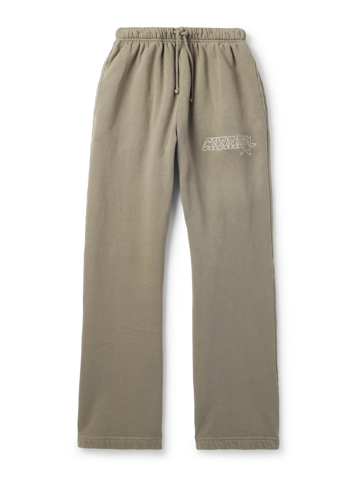CHERRY LOS ANGELES STAR PARACHUTE STRAIGHT-LEG LOGO-EMBROIDERED COTTON-JERSEY SWEATPANTS
