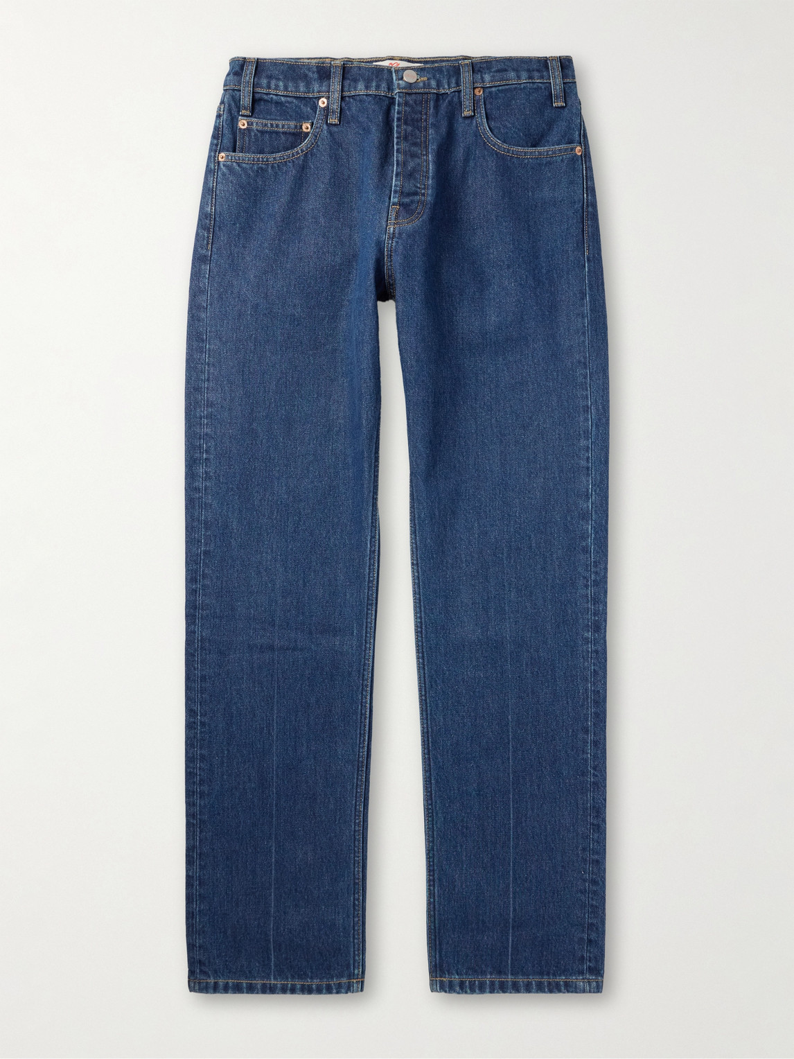 Straight-Leg Logo-Embroidered Jeans