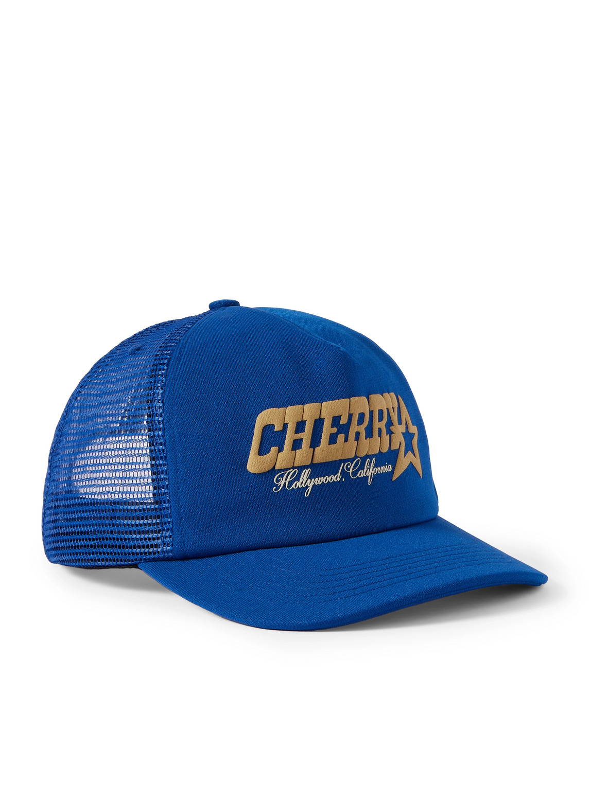 Cherry Los Angeles Hollywood Logo-print Mesh And Canvas Trucker Cap In Blue