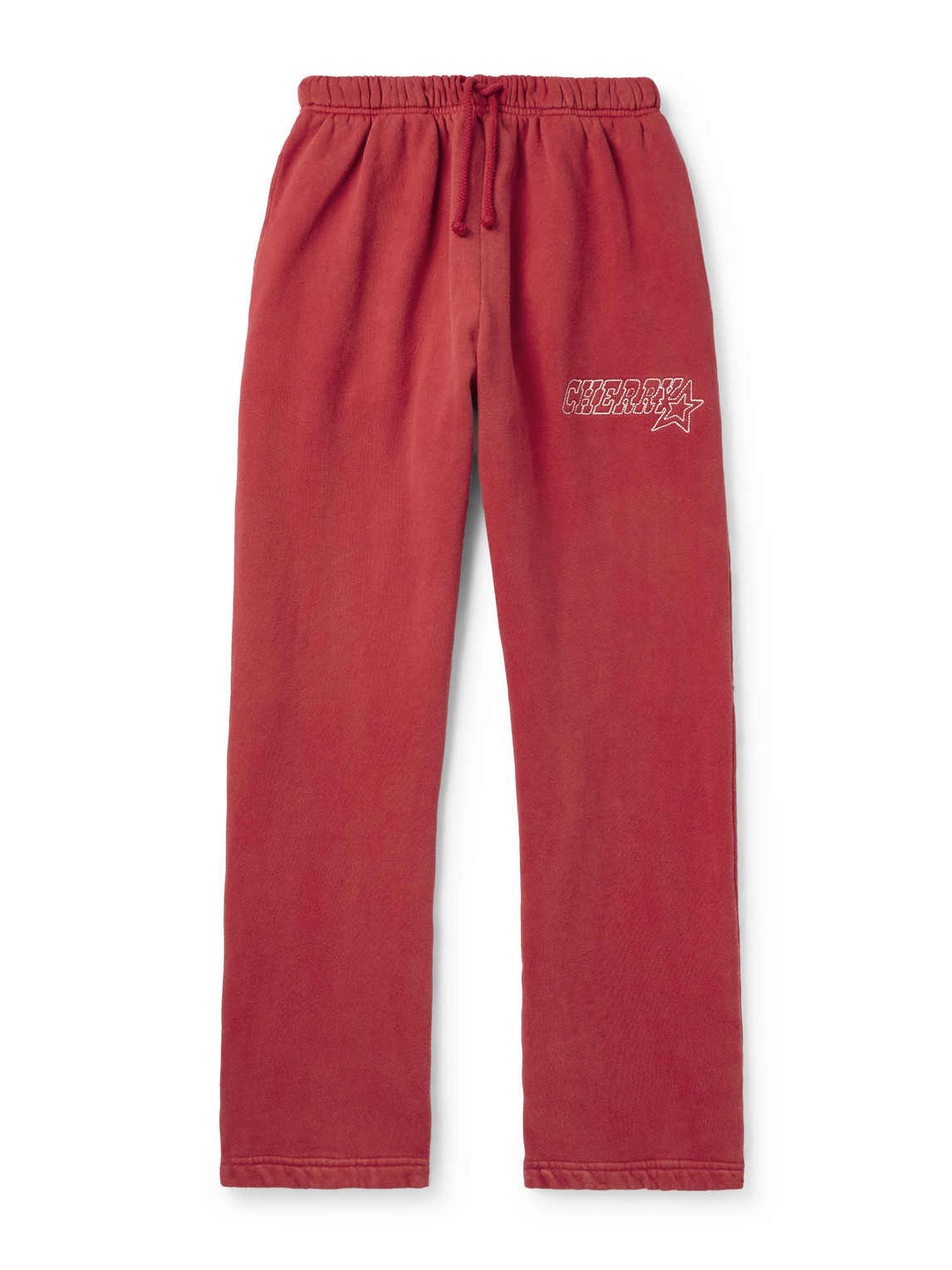 Star Parachute Straight-Leg Logo-Embroidered Cotton-Jersey Sweatpants