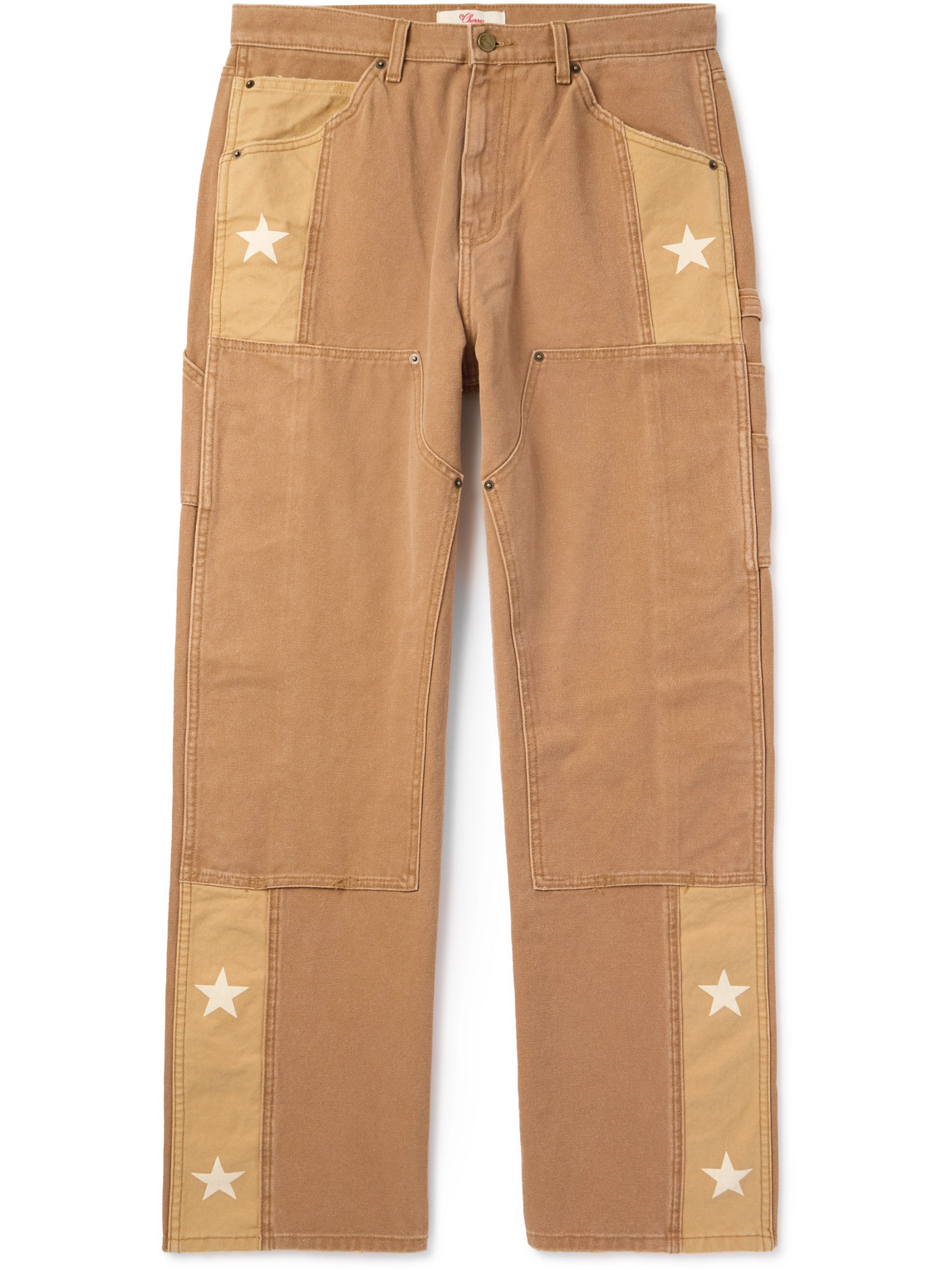 Straight-Leg Panelled Printed Cotton-Canvas Trousers