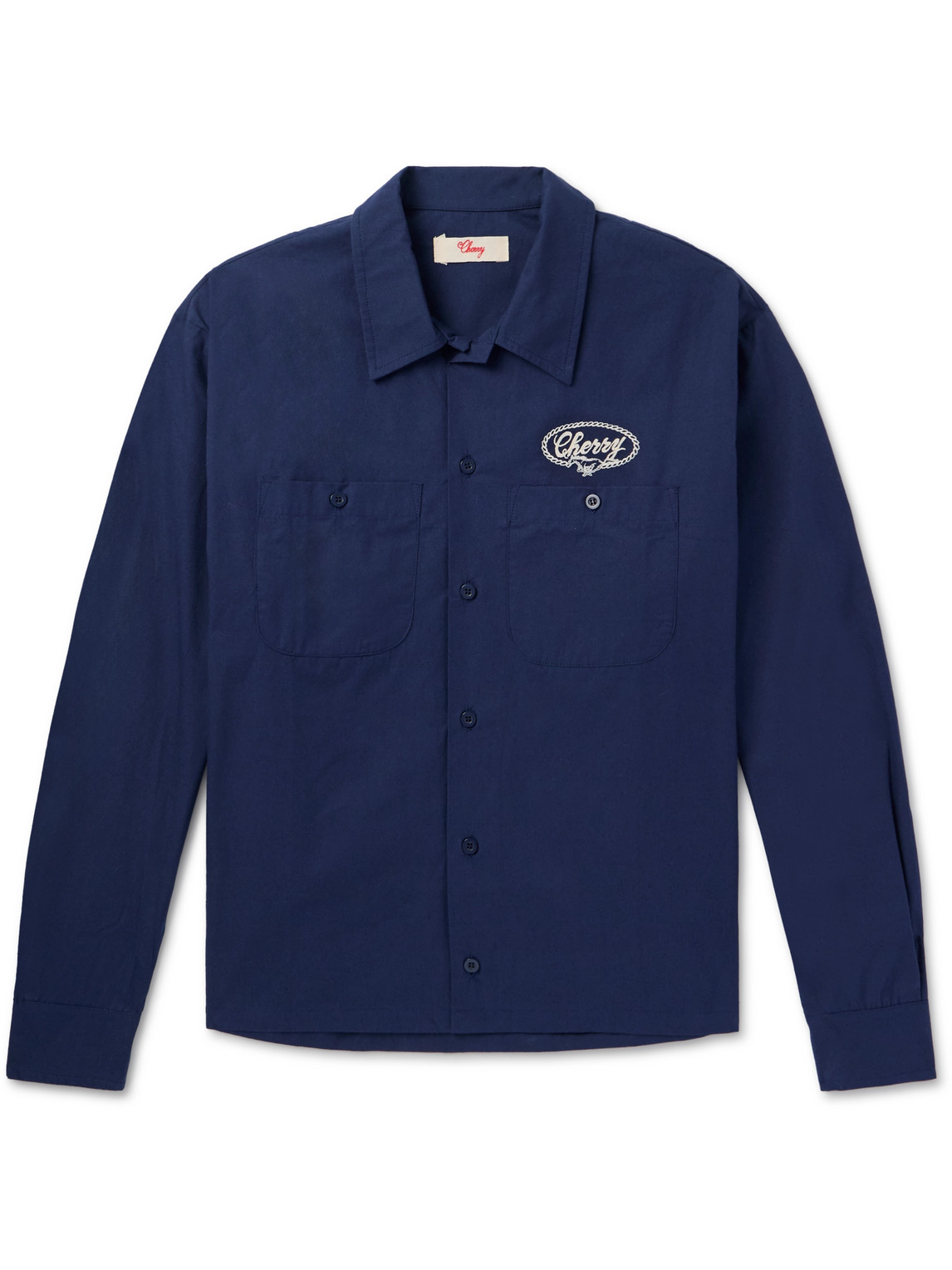 Logo-Embroidered Cotton-Poplin Shirt