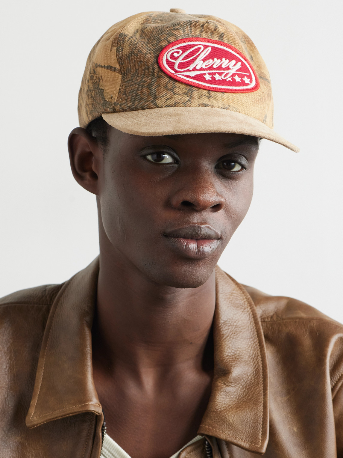 Shop Cherry Los Angeles Five Star Logo-appliquéd Printed Cotton-canvas Baseball Cap In Green