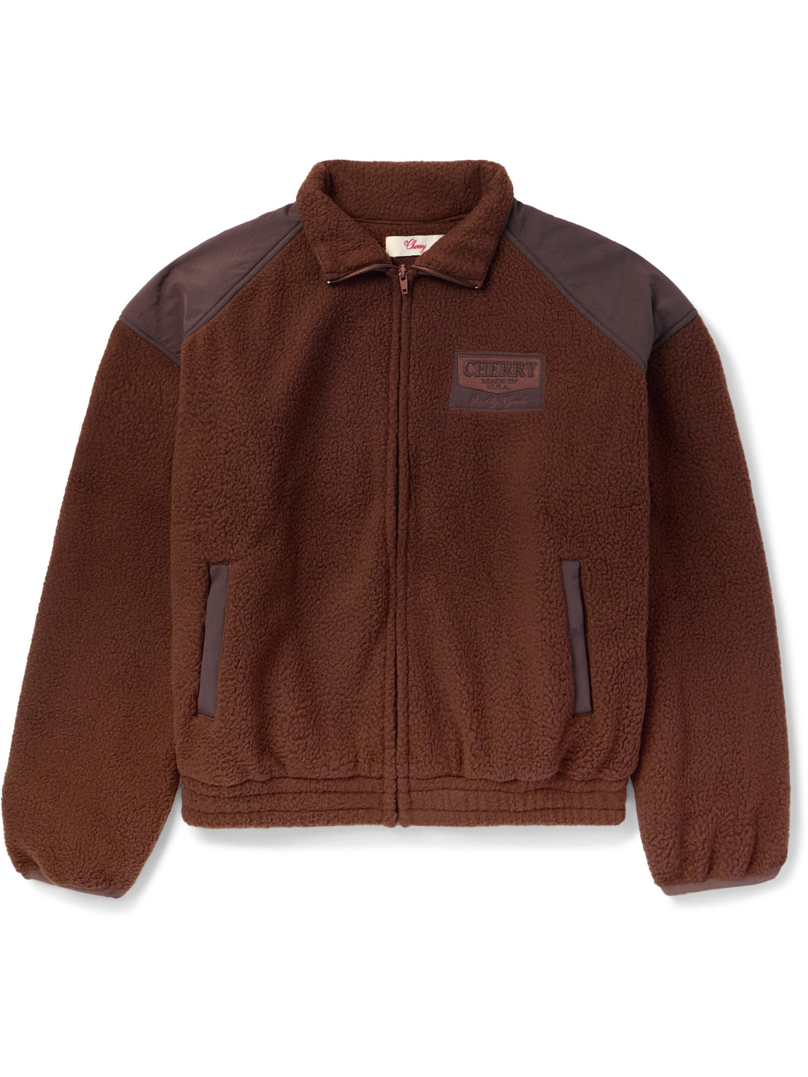 Logo-Appliquéd Shell-Panelled Fleece Jacket