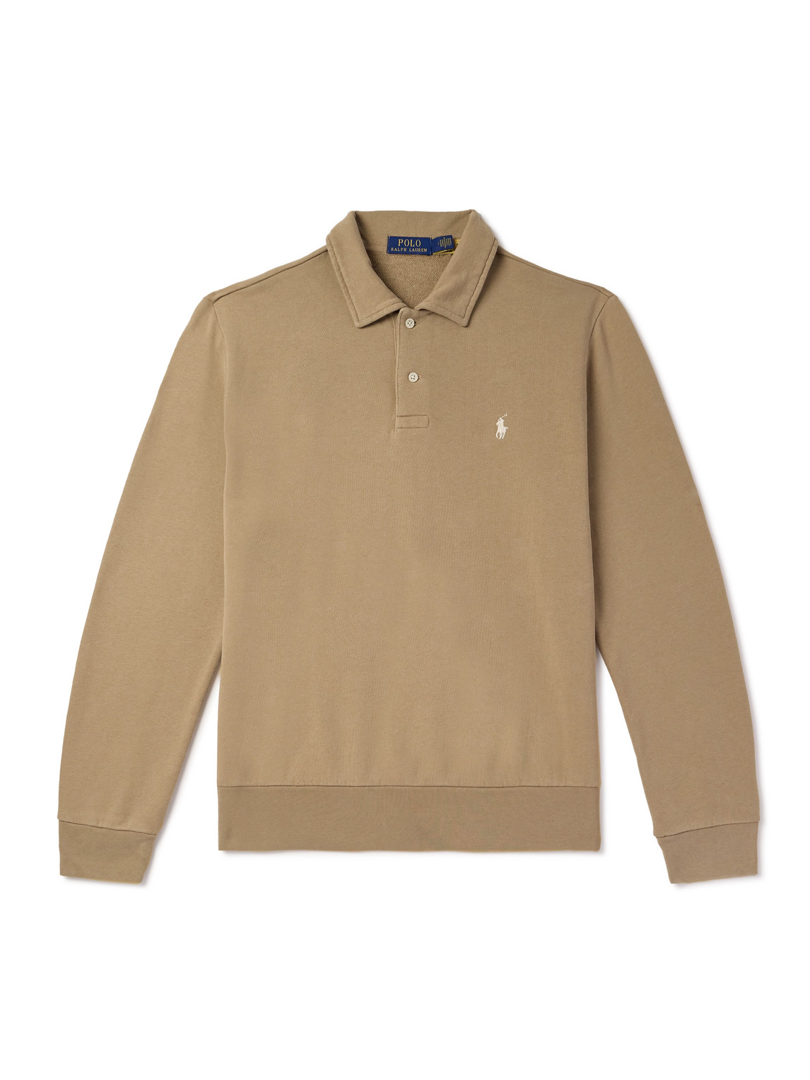 Polo Ralph Lauren Logo-embroidered Cotton-jersey Sweatshirt In Neutrals