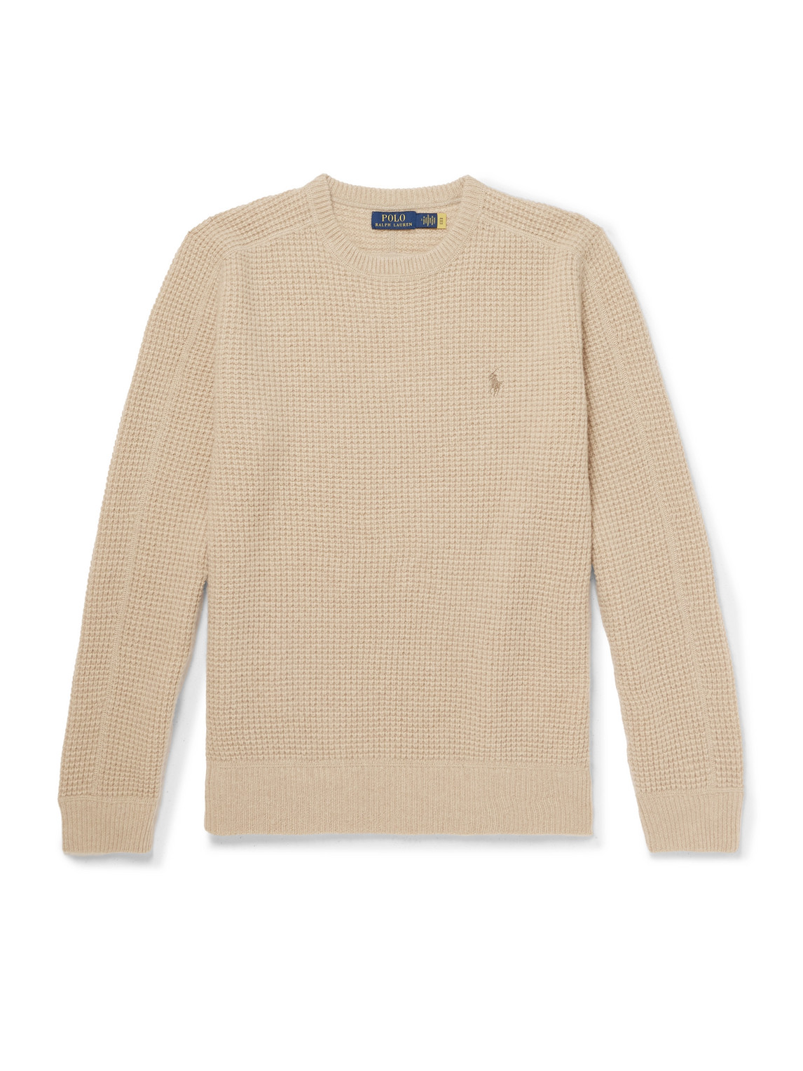Polo Ralph Lauren Logo-embroidered Waffle-knit Wool And Alpaca-blend Sweater In Neutrals