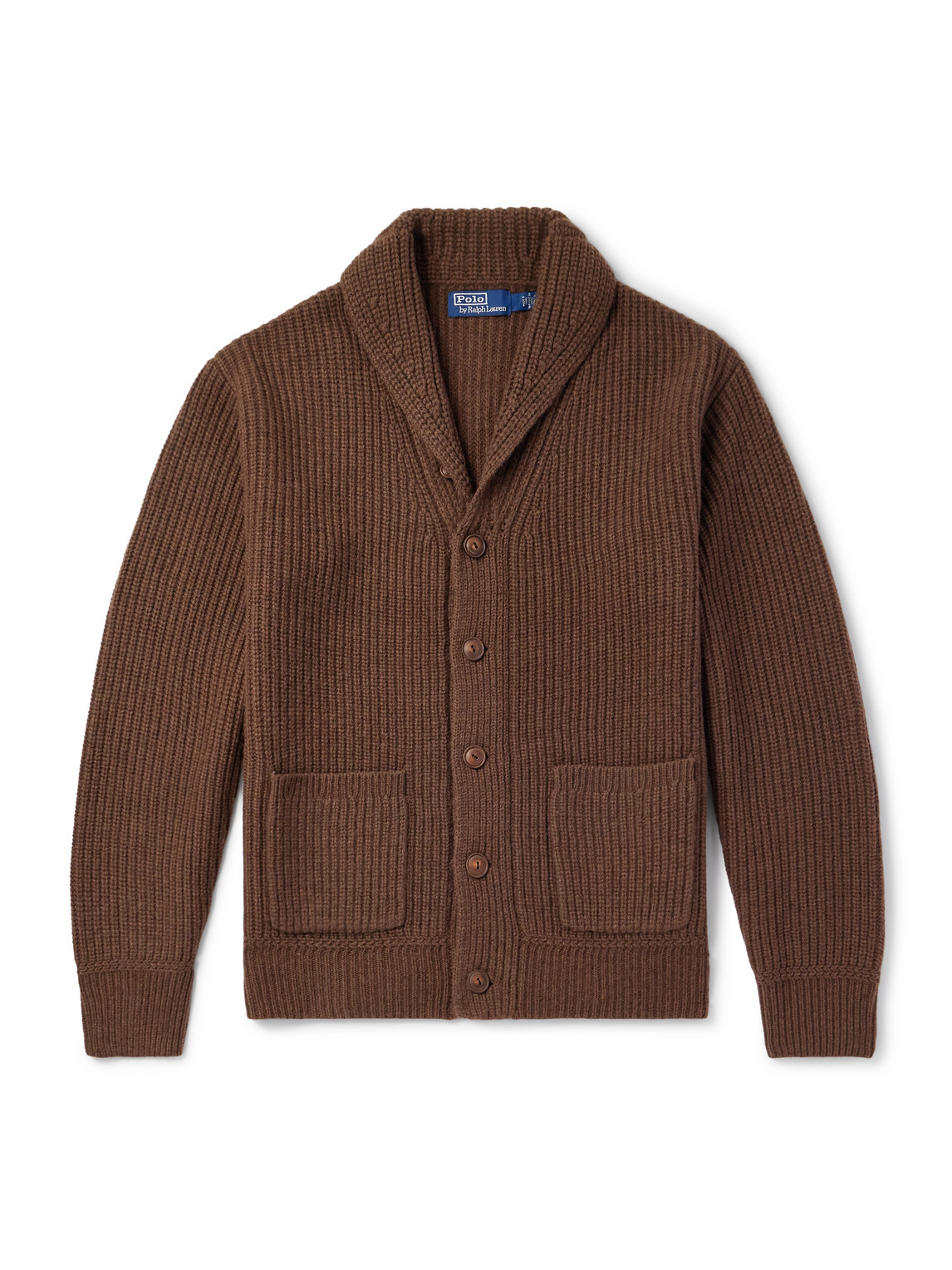 Polo Ralph Lauren Shawl-collar Wool And Cashmere-blend Cardigan In Brown
