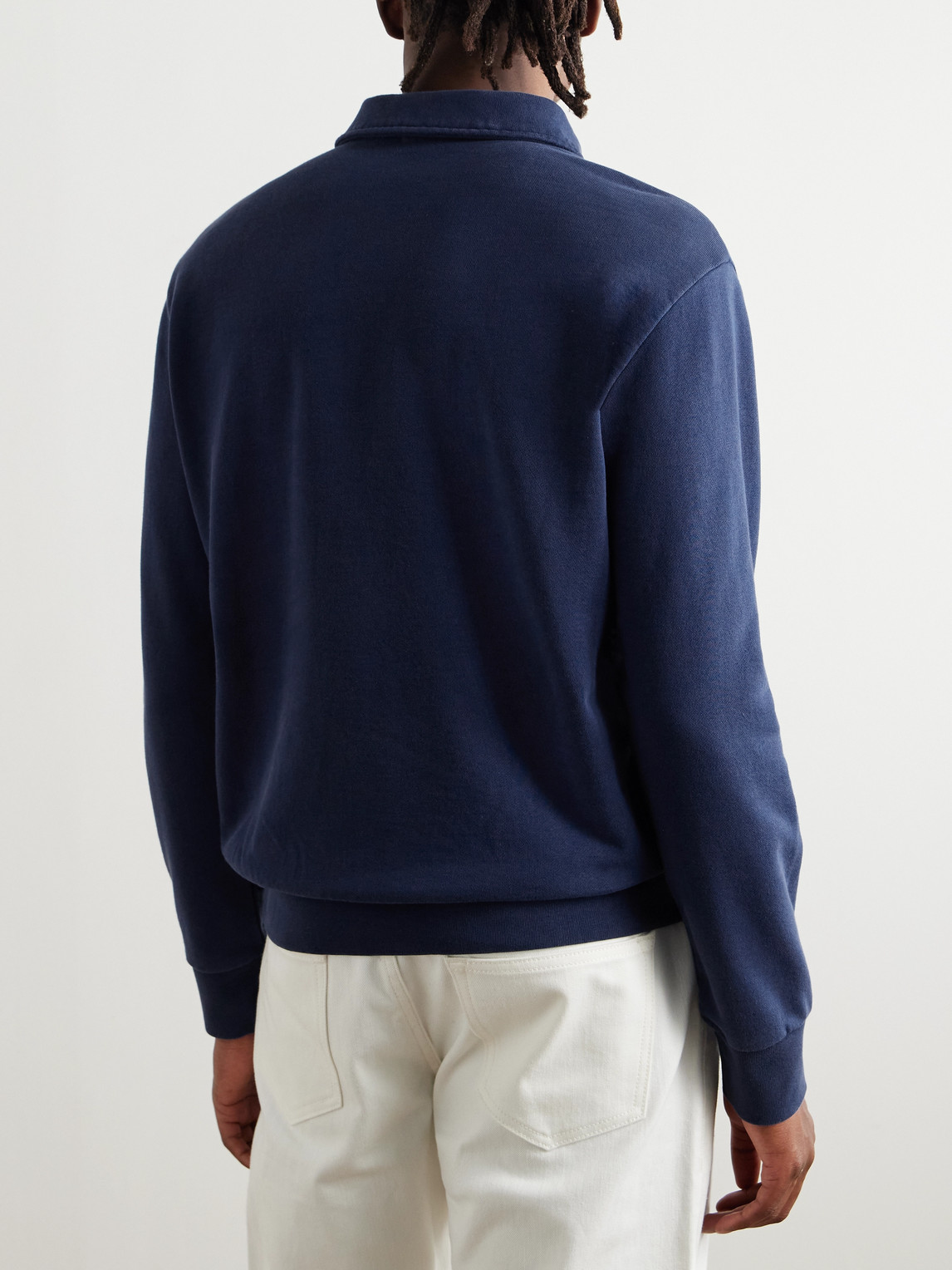 Shop Polo Ralph Lauren Logo-embroidered Cotton-jersey Sweatshirt In Blue