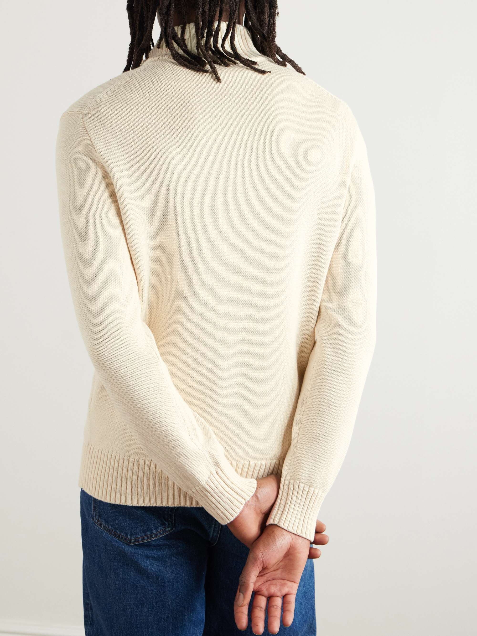 POLO RALPH LAUREN Logo-Embroidered Cotton Half-Zip Sweater