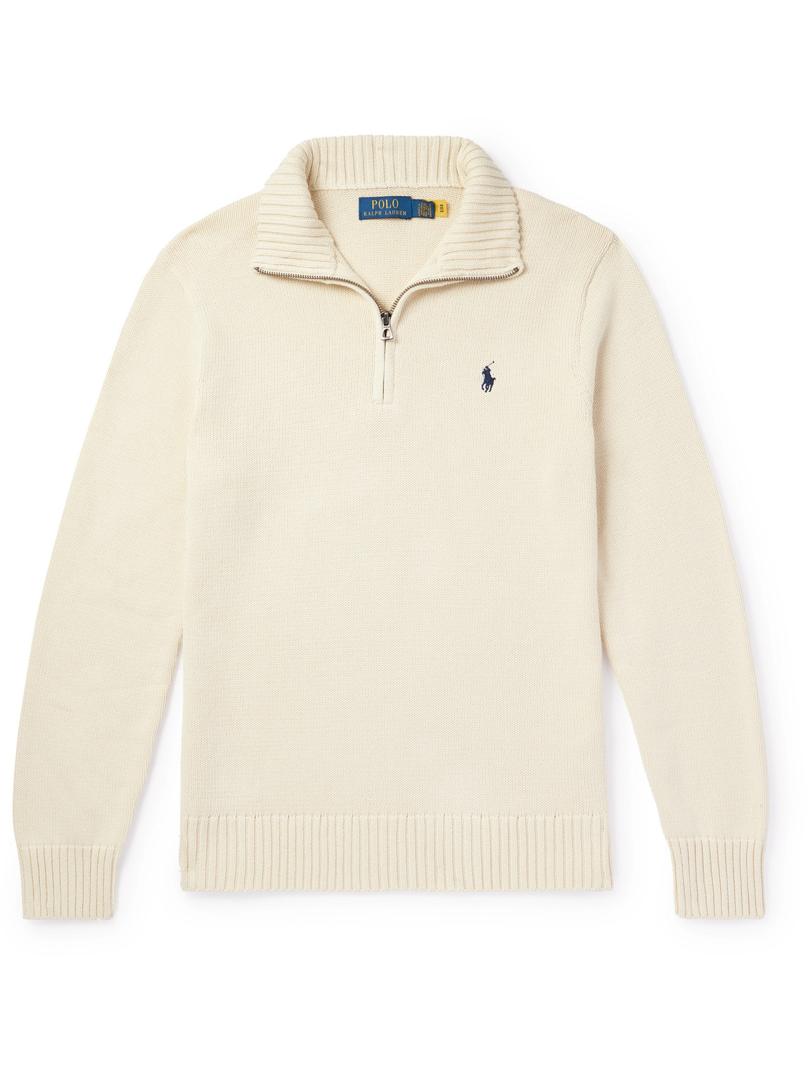 Polo Ralph Lauren Logo-embroidered Cotton Half-zip Sweater In White