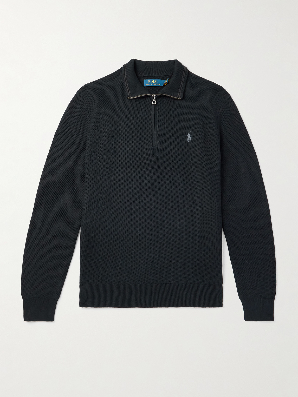 Polo Ralph Lauren Logo-Embroidered Honeycomb-Knit Cotton Half-Zip Sweater - Men
