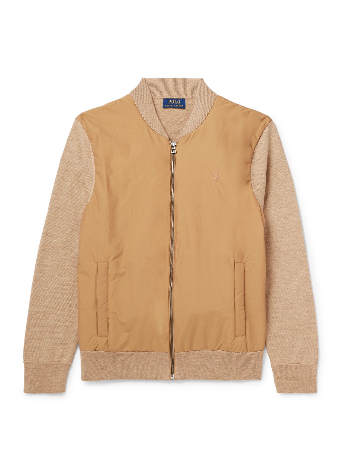 Logo-Embroidered Merino Wool and Cotton-Blend Shell Jacket