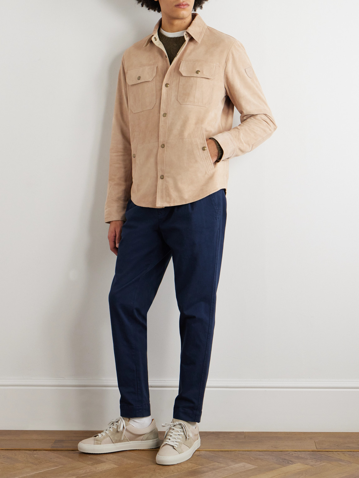 Reversible Logo-Appliquéd Suede and Shell Overshirt — 2