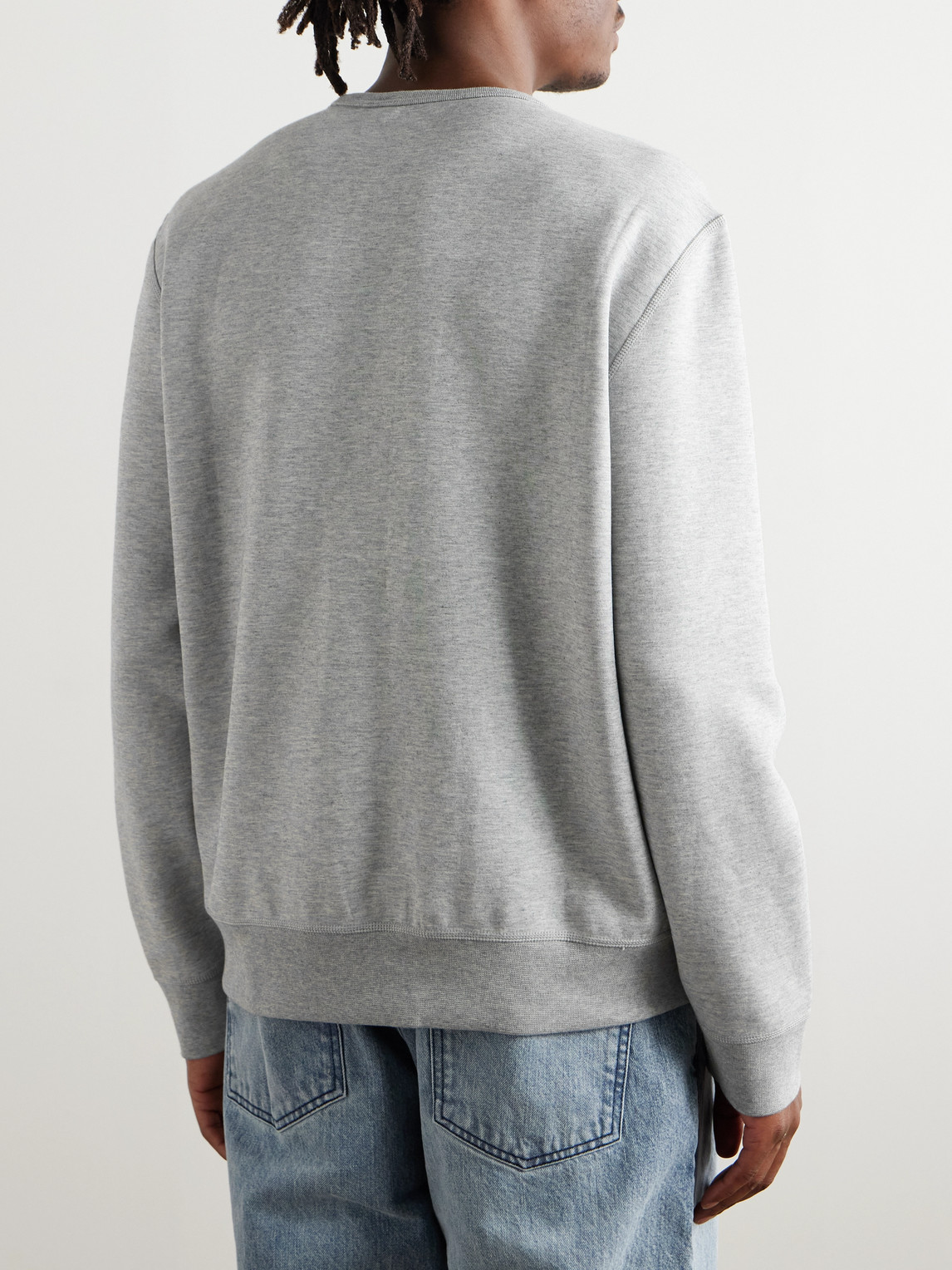 Shop Polo Ralph Lauren Logo-print Cotton-blend Jersey Sweatshirt In Gray