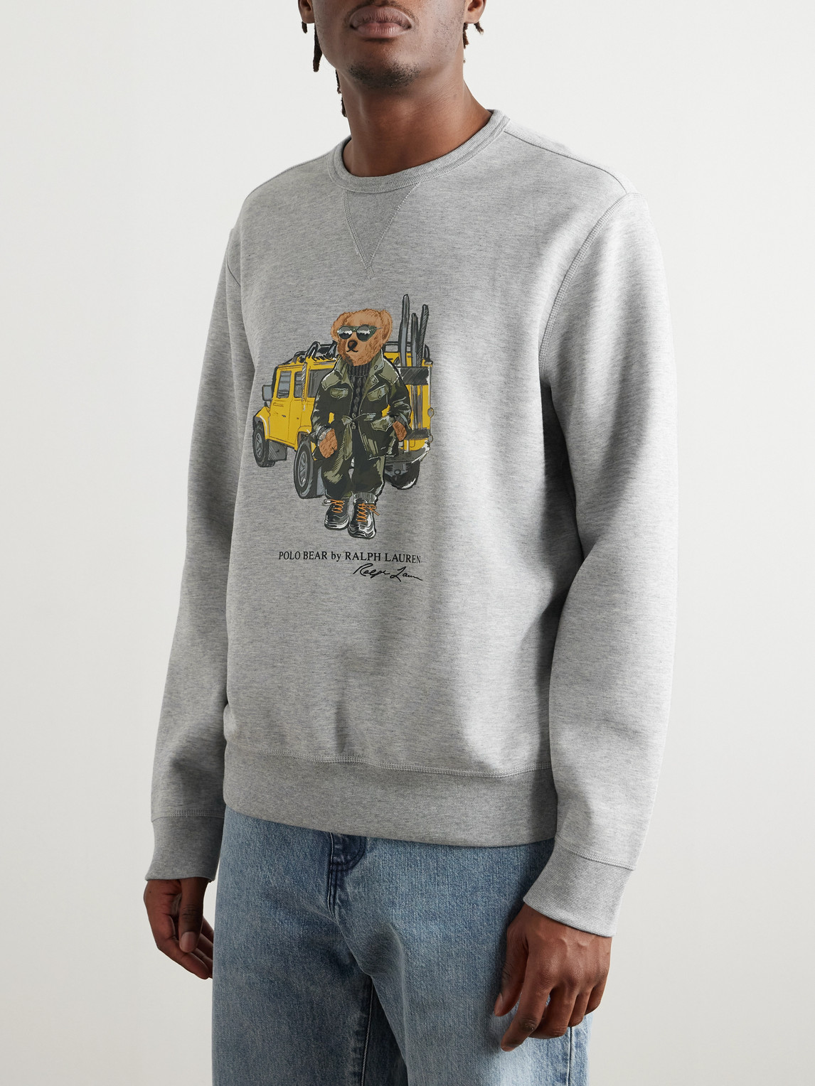 Shop Polo Ralph Lauren Logo-print Cotton-blend Jersey Sweatshirt In Gray