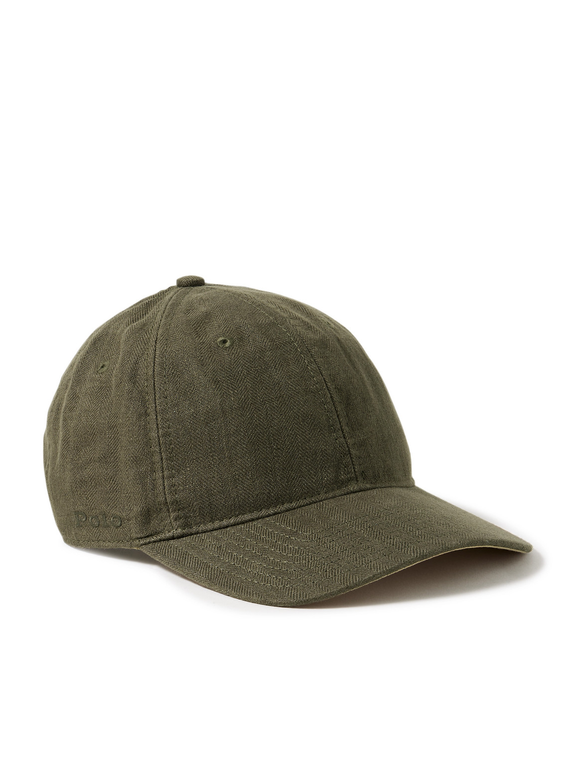 Polo Ralph Lauren Logo-embroidered Herringbone Linen Baseball Cap In Green