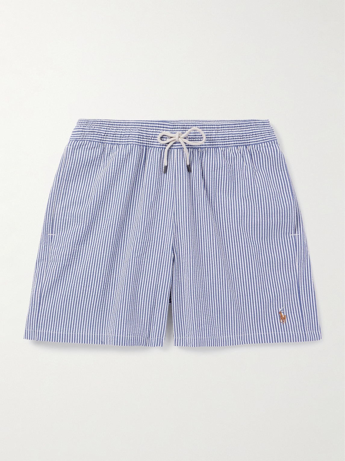Polo Ralph Lauren Traveler Seersucker Swim Trunks In Blue