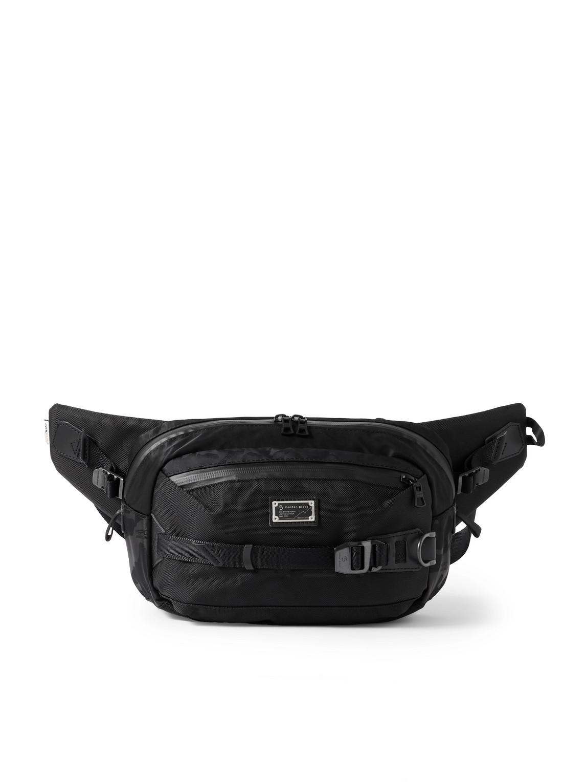 Master-piece Black Crazy Leather-trimmed Leopard-print Mastertex™ Belt Bag