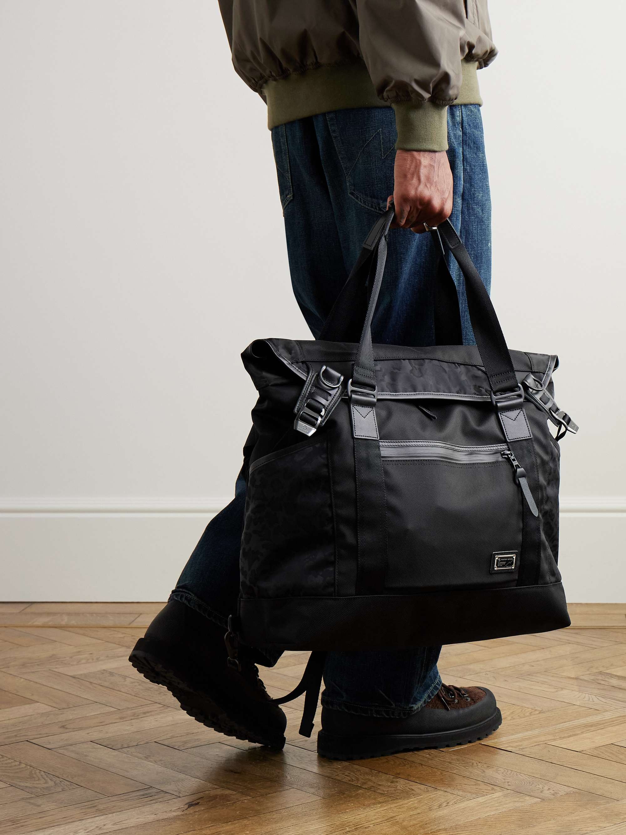 MASTER-PIECE Black Crazy Leopard-Print Leather-Trimmed