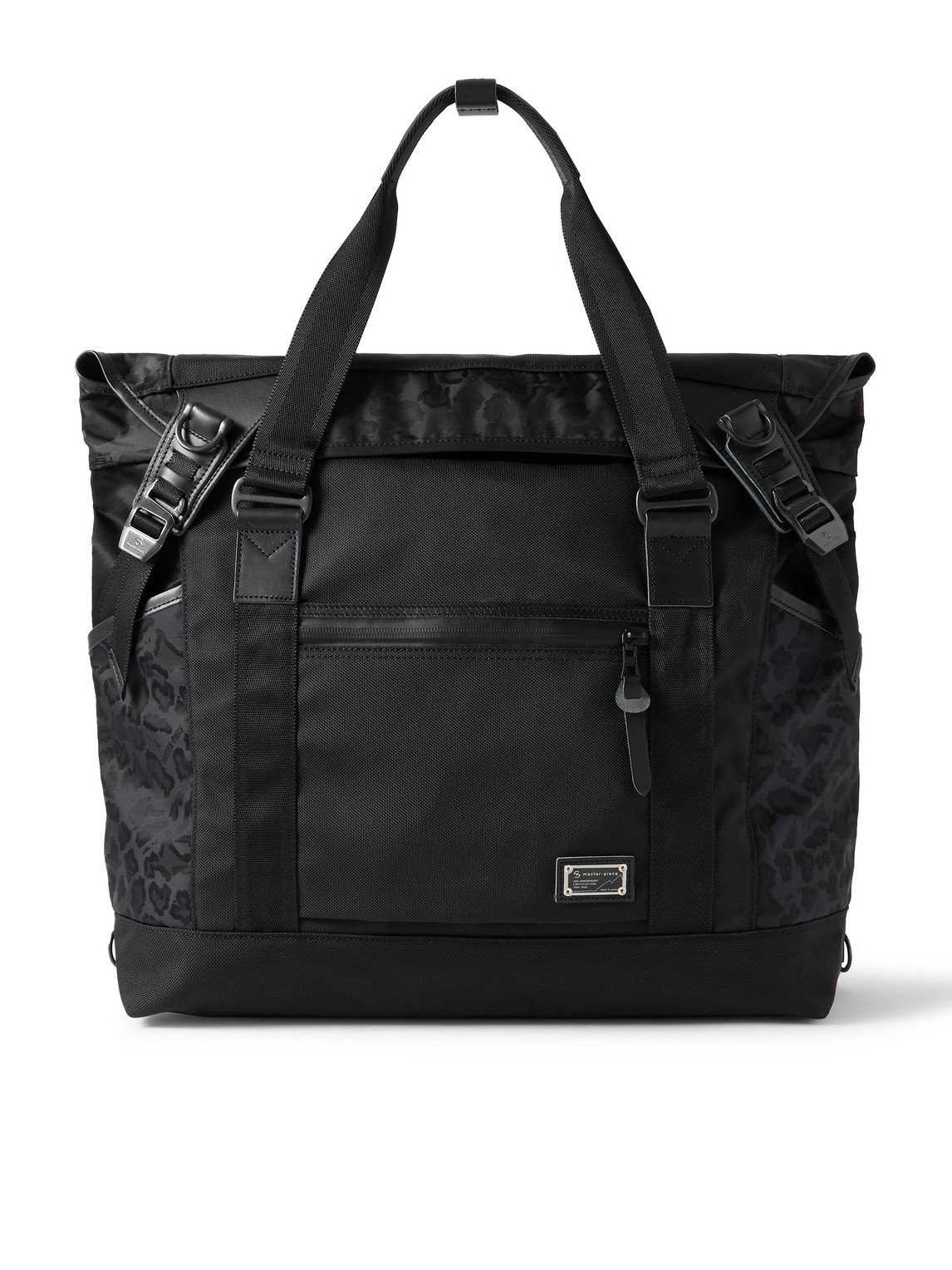 Master-piece Black Crazy Leopard-print Leather-trimmed Mastertex™ Tote Bag