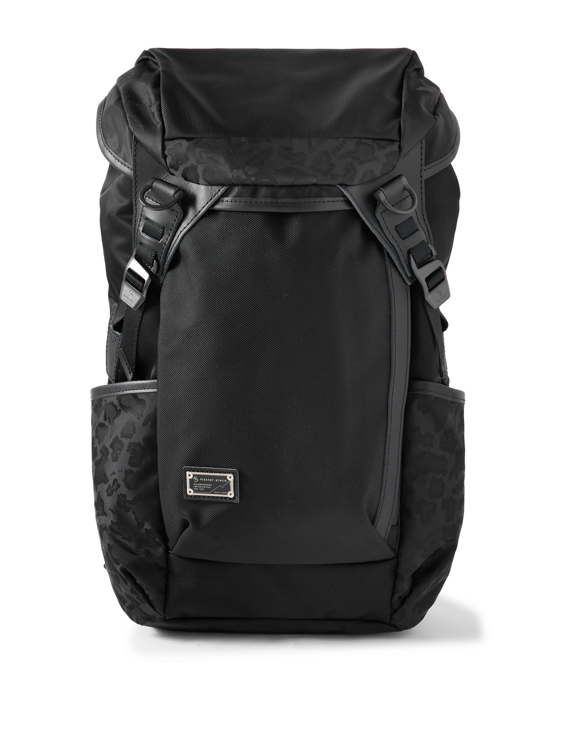 Black Crazy Leather-Trimmed Leopard-Print Mastertex™ Backpack