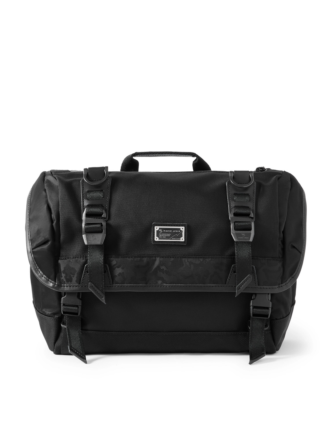 Black Crazy Leather-Trimmed Leopard-Print Mastertex™ Messenger Bag