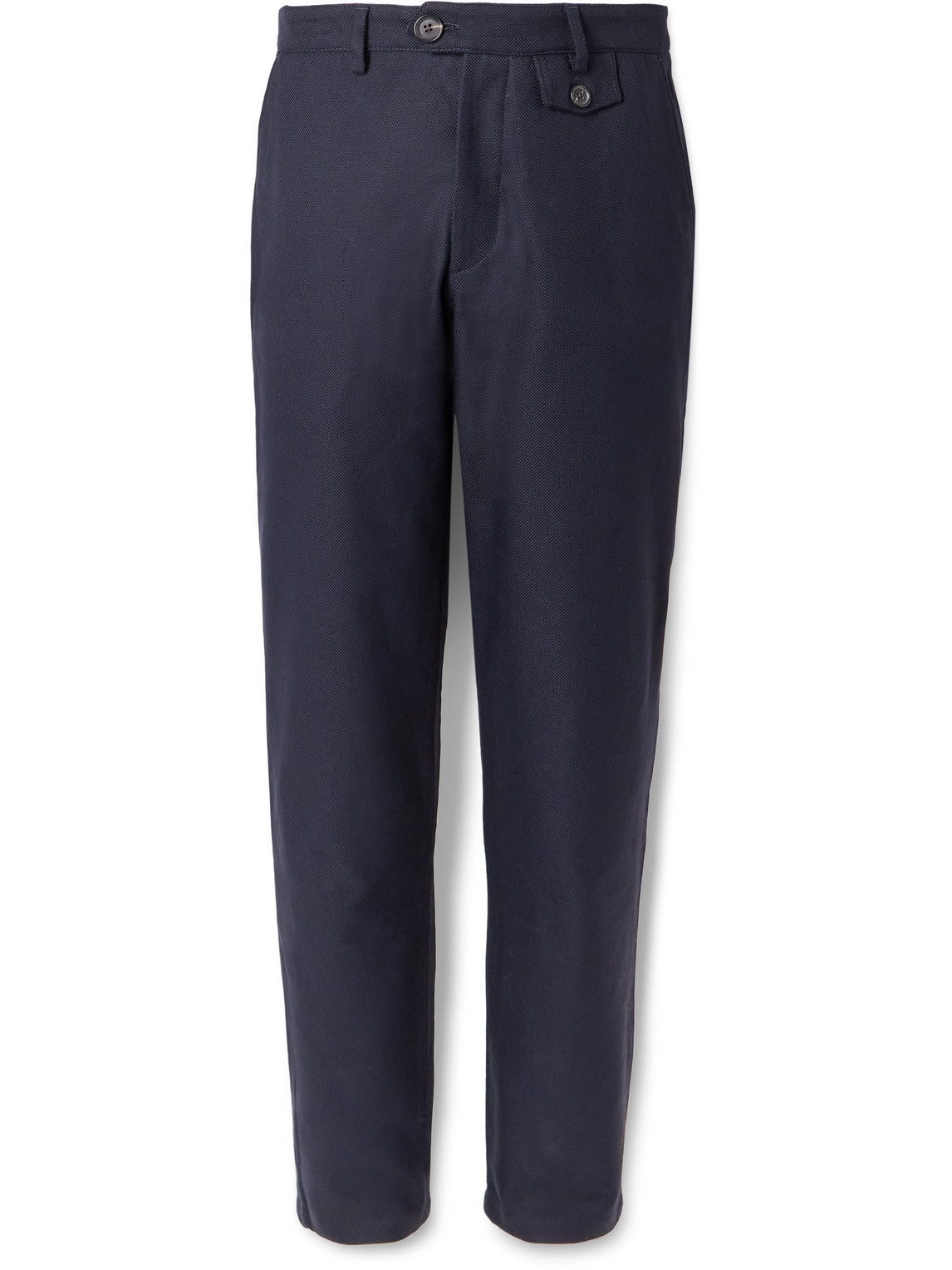 Oliver Spencer Fishtail Straight-leg Cotton Suit Trousers In Blue