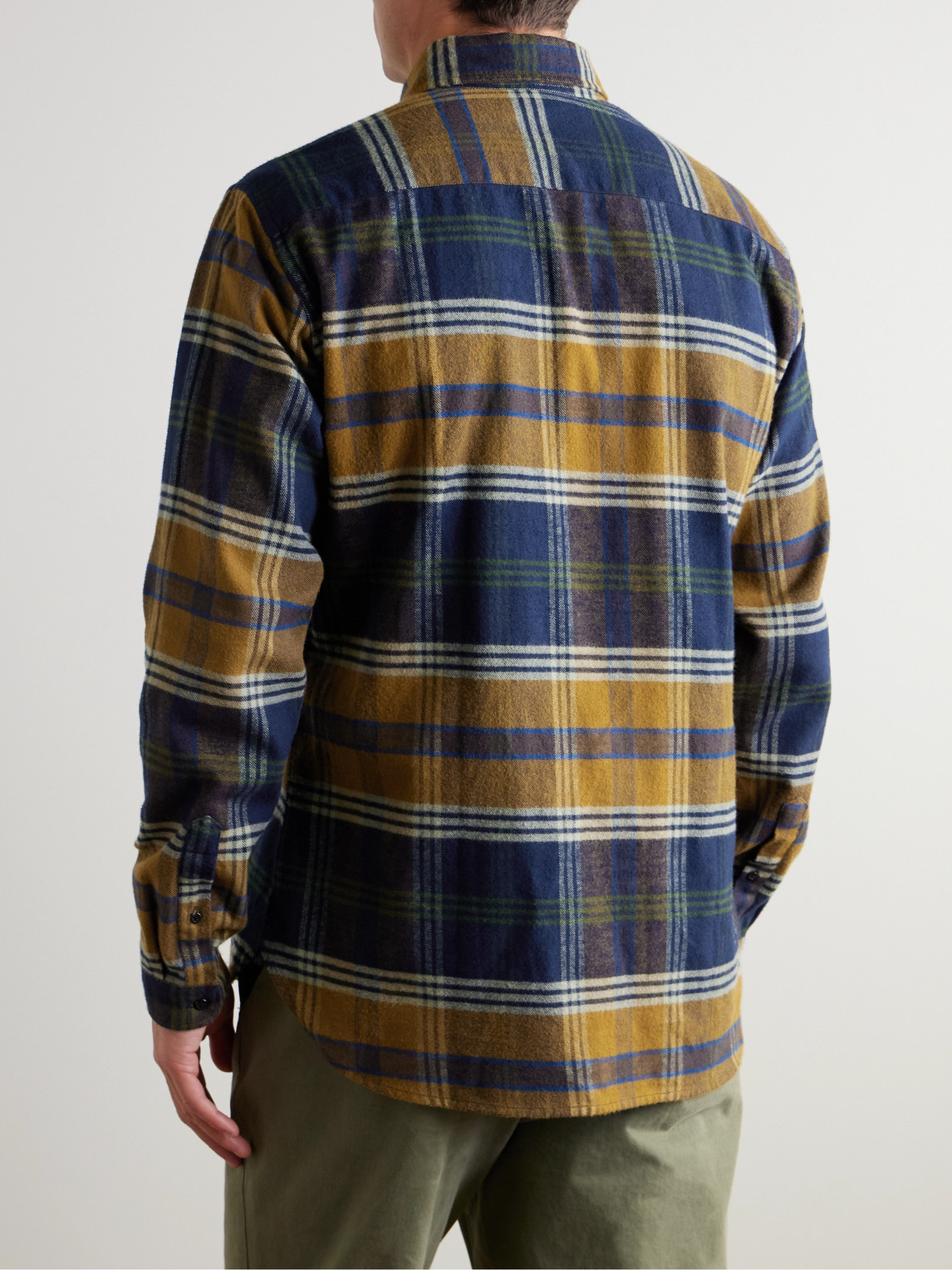 Oliver Spencer Mens Checked Brushed Cotton Brook Shirt In Blue